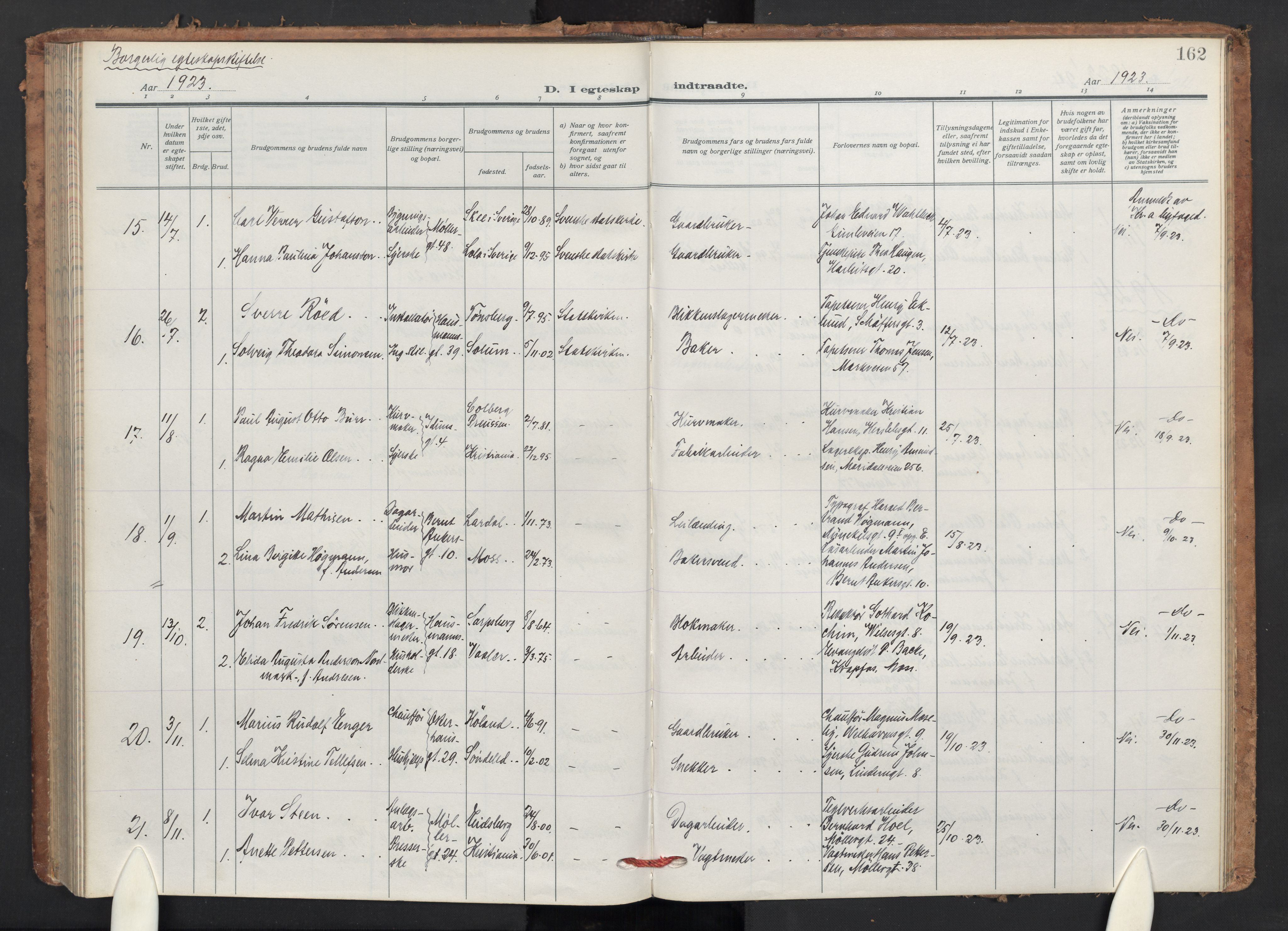 Jakob prestekontor Kirkebøker, AV/SAO-A-10850/F/Fa/L0018: Parish register (official) no. 18, 1923-1936, p. 162