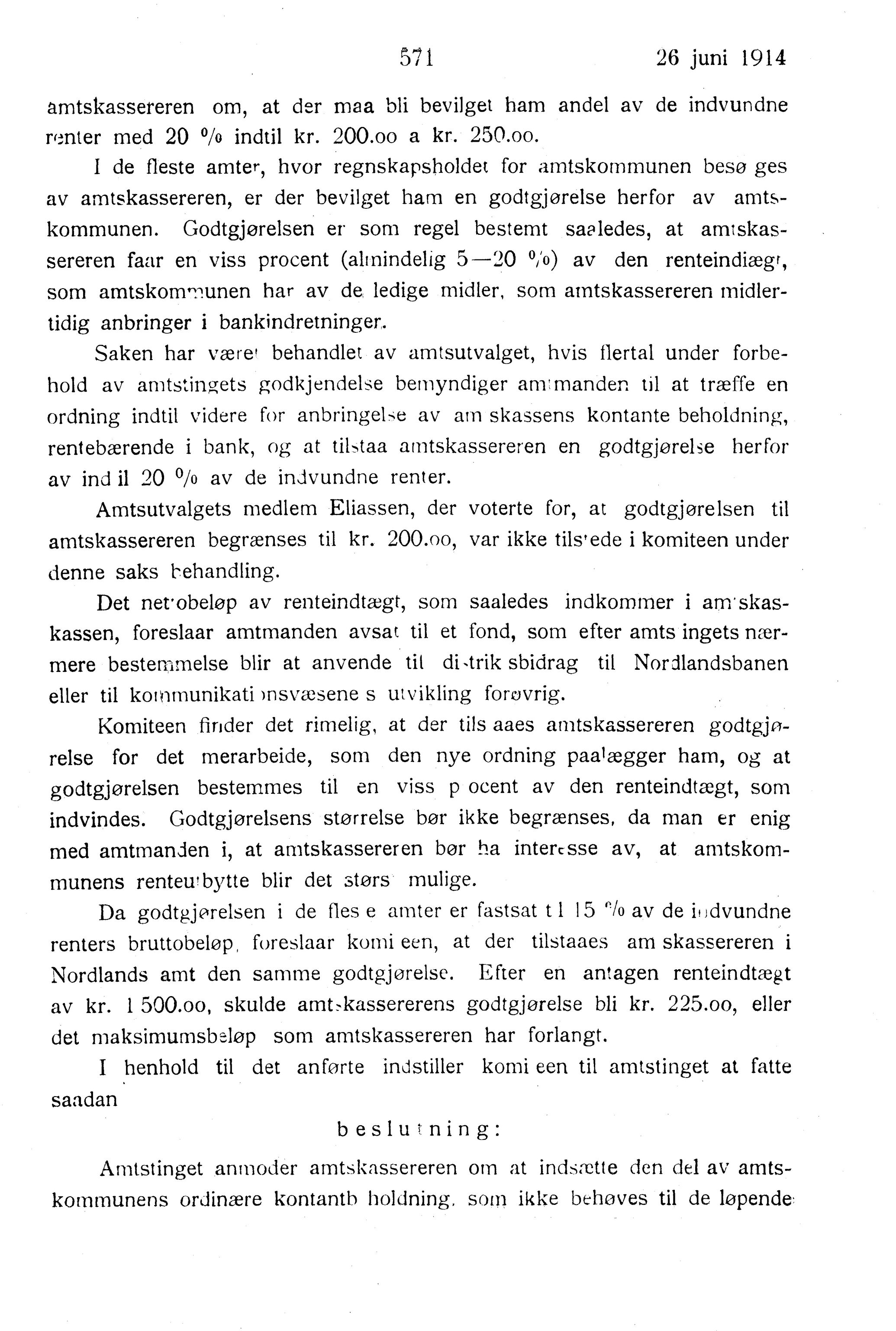 Nordland Fylkeskommune. Fylkestinget, AIN/NFK-17/176/A/Ac/L0037: Fylkestingsforhandlinger 1914, 1914