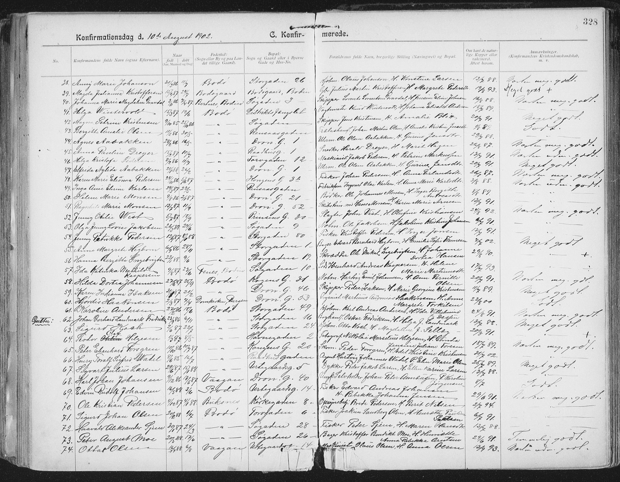 Ministerialprotokoller, klokkerbøker og fødselsregistre - Nordland, AV/SAT-A-1459/801/L0011: Parish register (official) no. 801A11, 1900-1916, p. 328