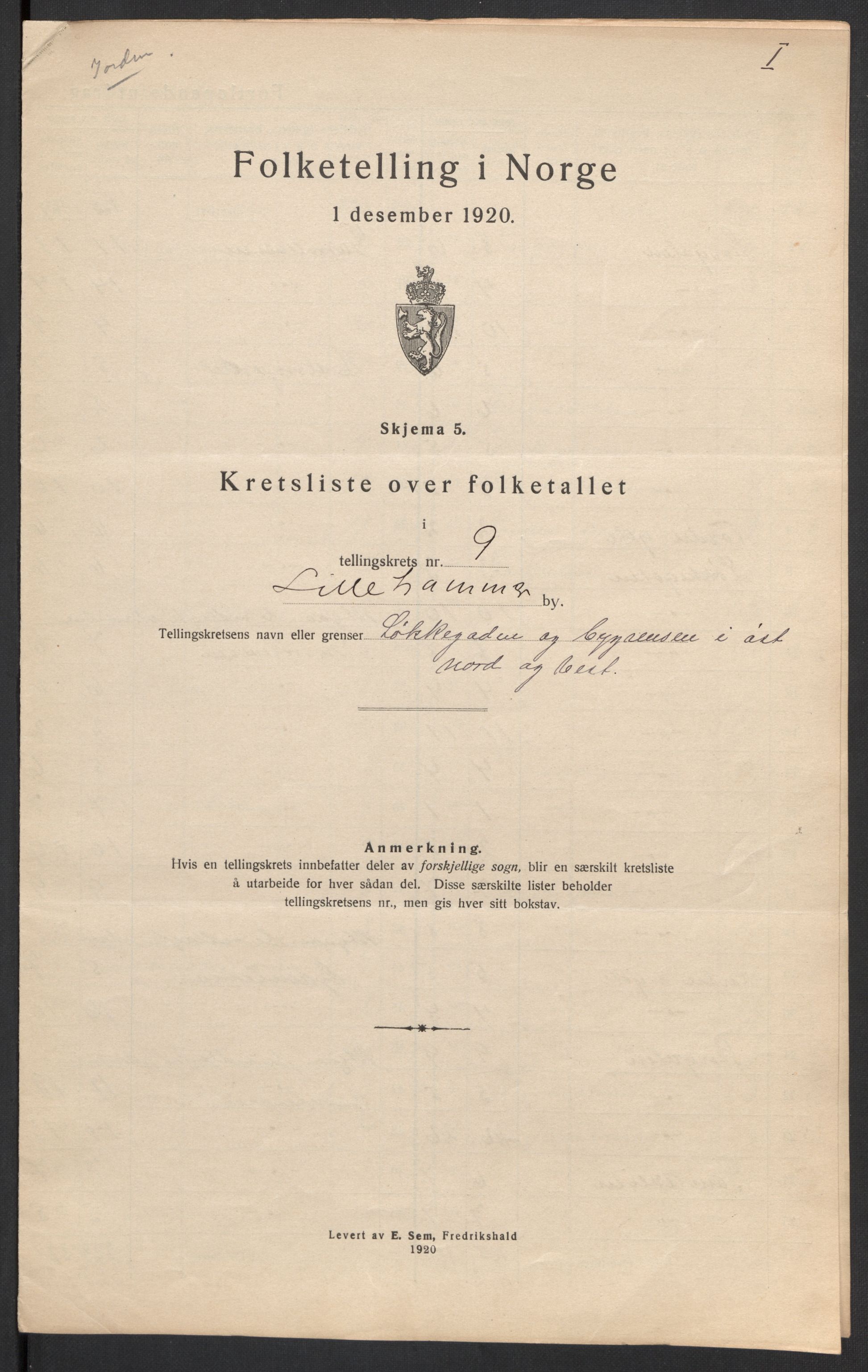 SAH, 1920 census for Lillehammer, 1920, p. 30