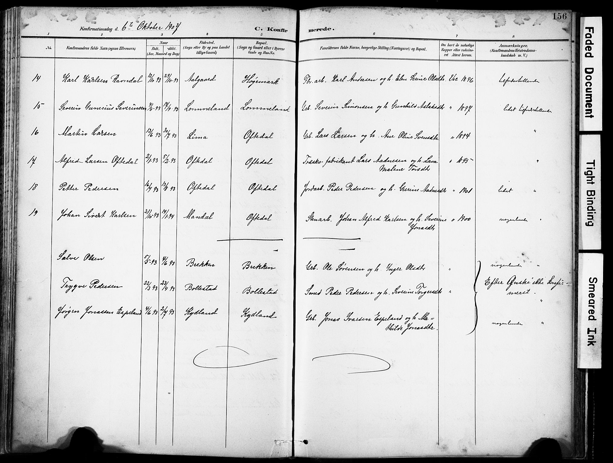 Lye sokneprestkontor, SAST/A-101794/001/30BA/L0012: Parish register (official) no. A 11, 1896-1909, p. 156