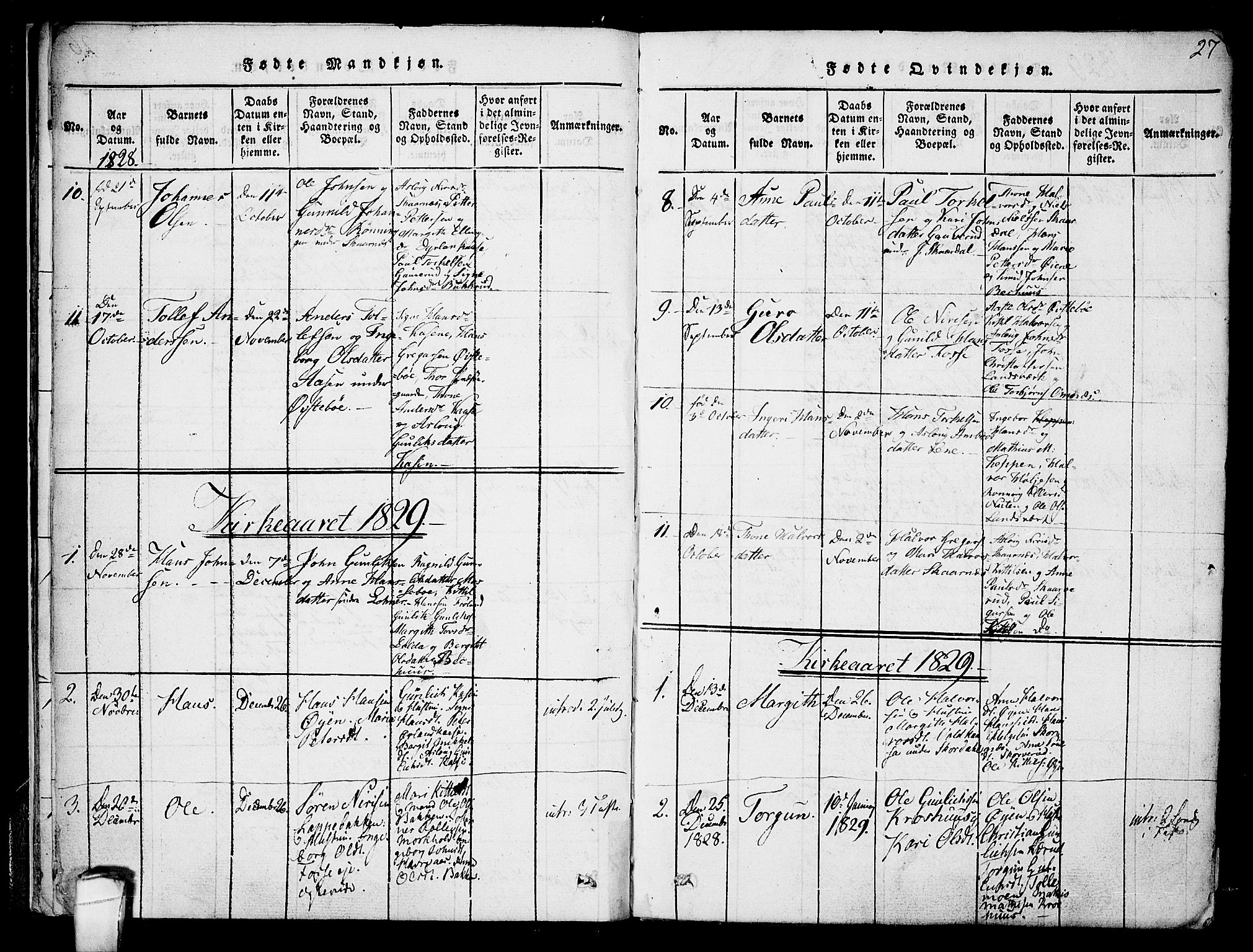 Hjartdal kirkebøker, SAKO/A-270/F/Fb/L0001: Parish register (official) no. II 1, 1815-1843, p. 27