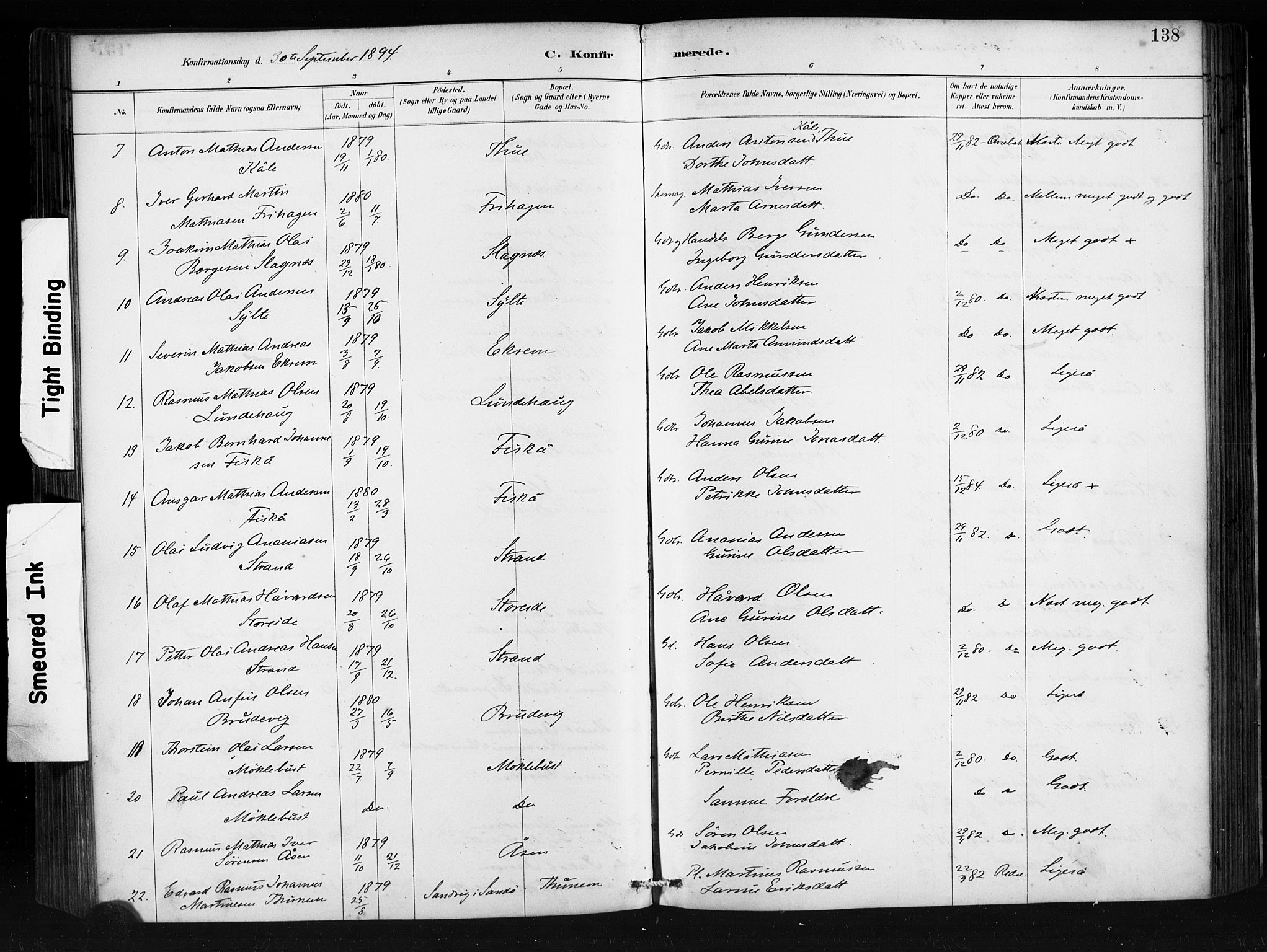 Ministerialprotokoller, klokkerbøker og fødselsregistre - Møre og Romsdal, AV/SAT-A-1454/501/L0008: Parish register (official) no. 501A08, 1885-1901, p. 138