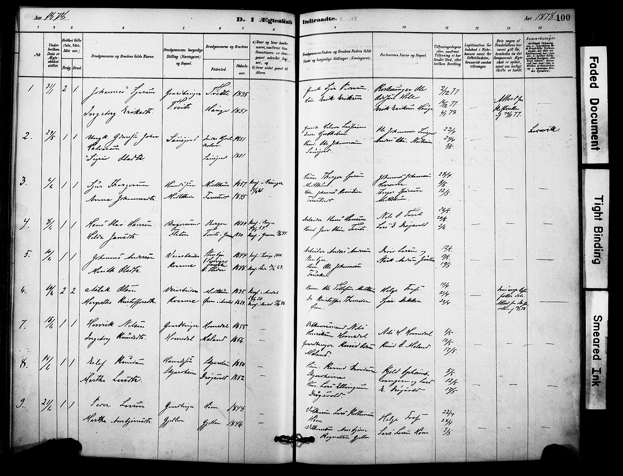 Vossestrand Sokneprestembete, AV/SAB-A-79101/H/Haa: Parish register (official) no. C 1, 1878-1903, p. 100