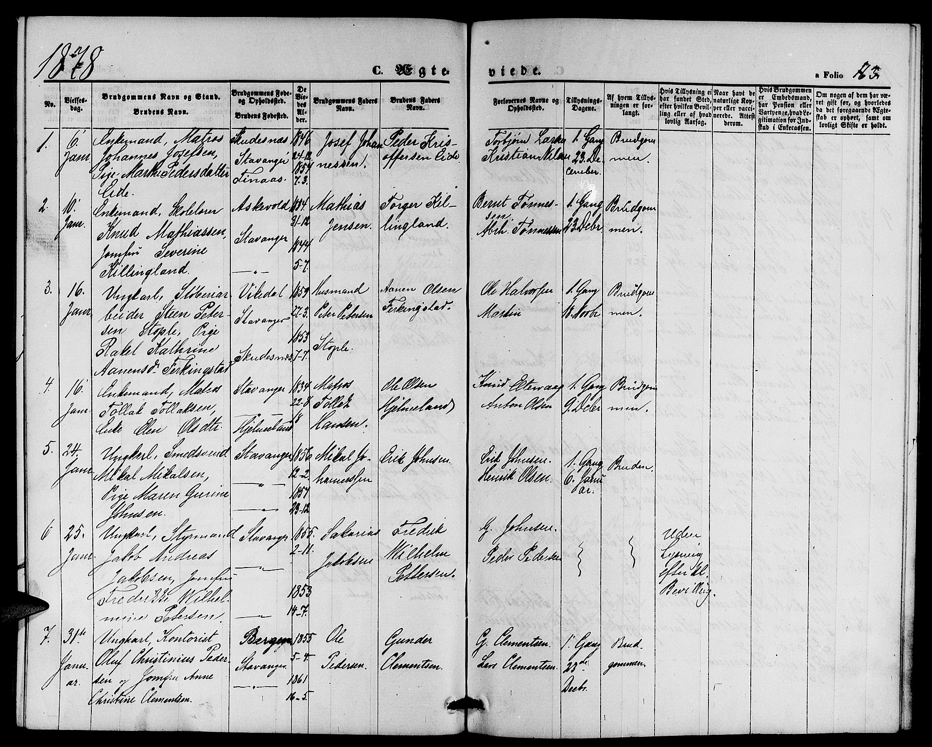 St. Petri sokneprestkontor, AV/SAST-A-101813/001/30/30BB/L0002: Parish register (copy) no. B 2, 1865-1885, p. 163