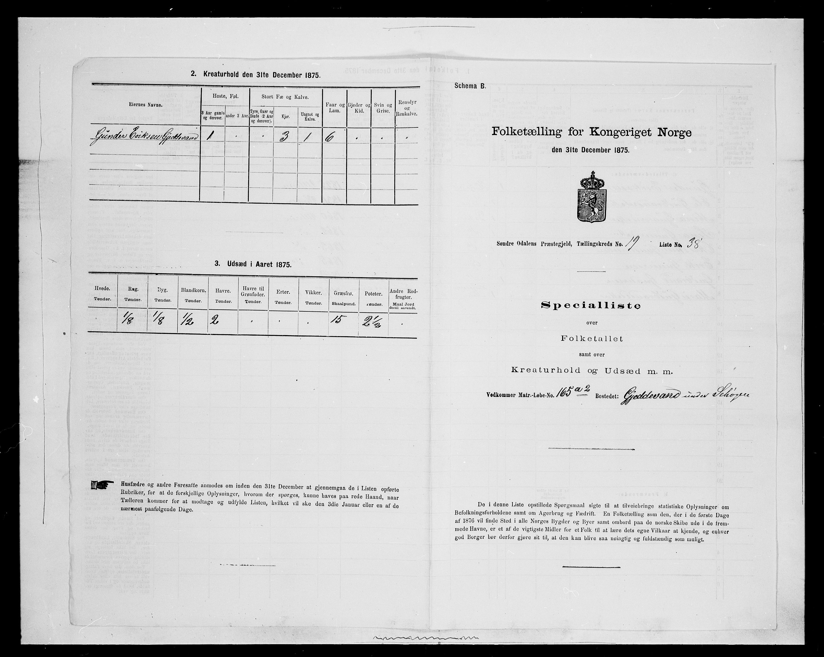 SAH, 1875 census for 0419P Sør-Odal, 1875, p. 1638