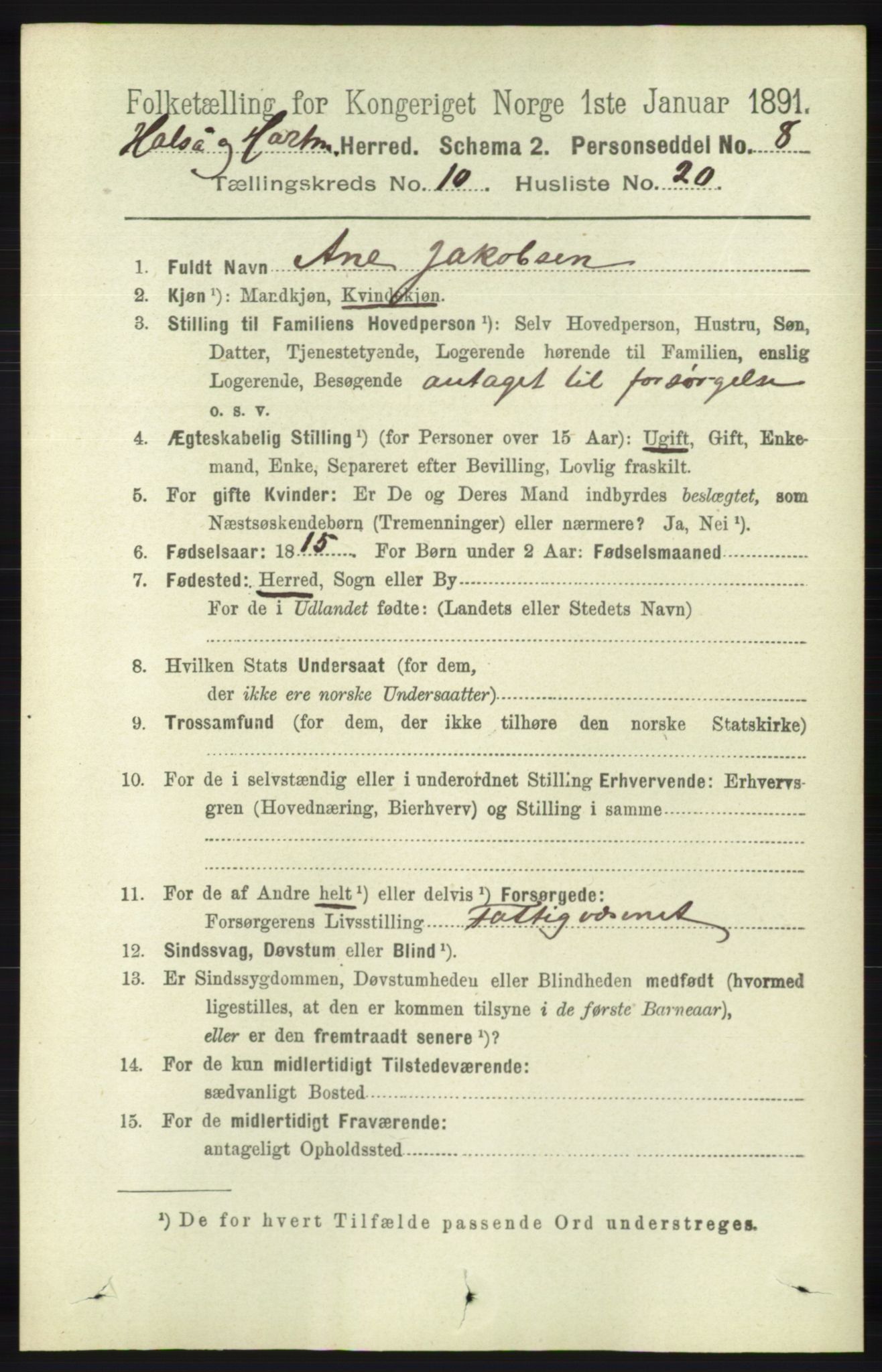 RA, 1891 census for 1019 Halse og Harkmark, 1891, p. 3902