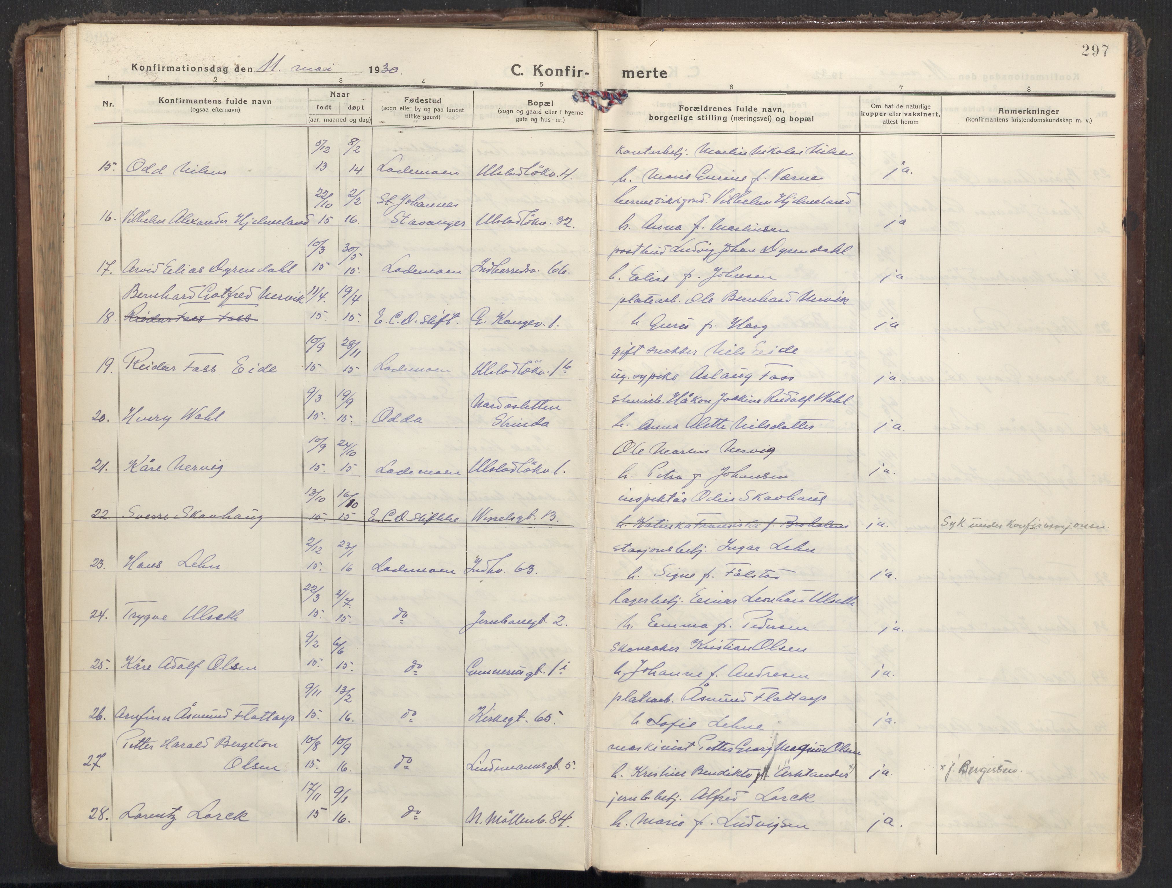 Ministerialprotokoller, klokkerbøker og fødselsregistre - Sør-Trøndelag, AV/SAT-A-1456/605/L0247: Parish register (official) no. 605A09, 1918-1930, p. 297