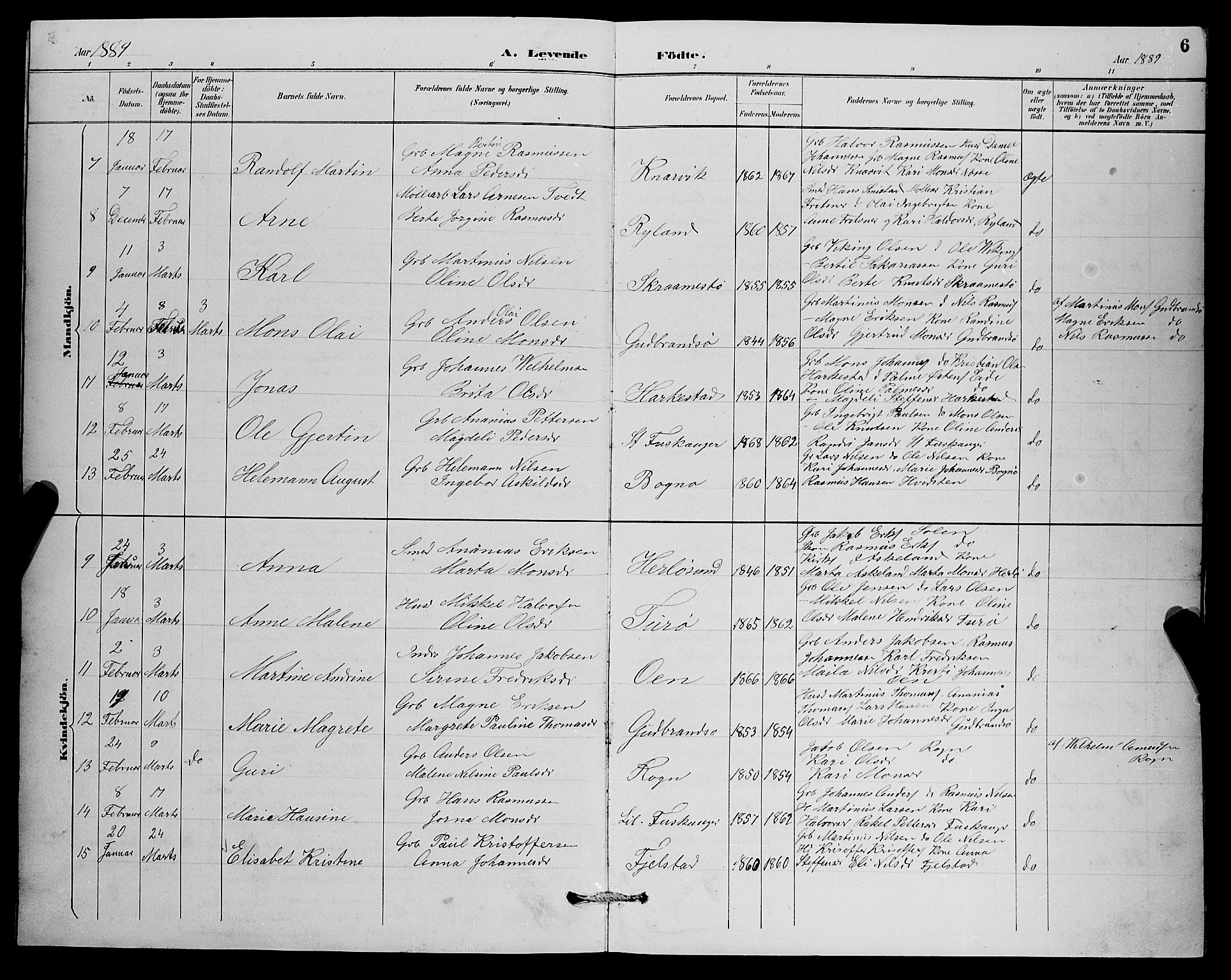 Herdla Sokneprestembete, SAB/A-75701/H/Hab: Parish register (copy) no. A 3, 1889-1899, p. 6