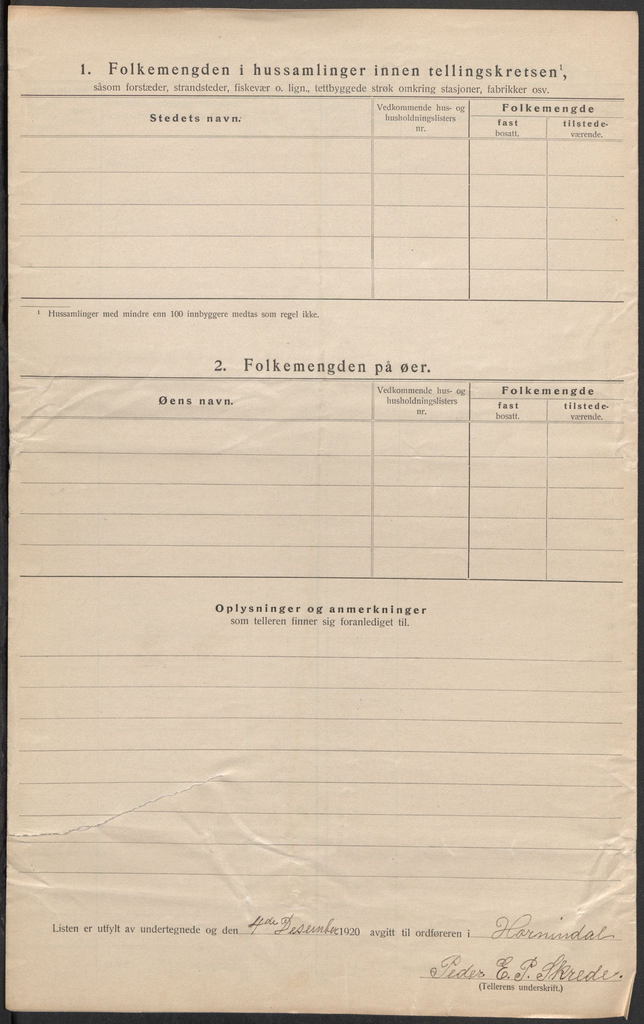 SAB, 1920 census for Hornindal, 1920, p. 24