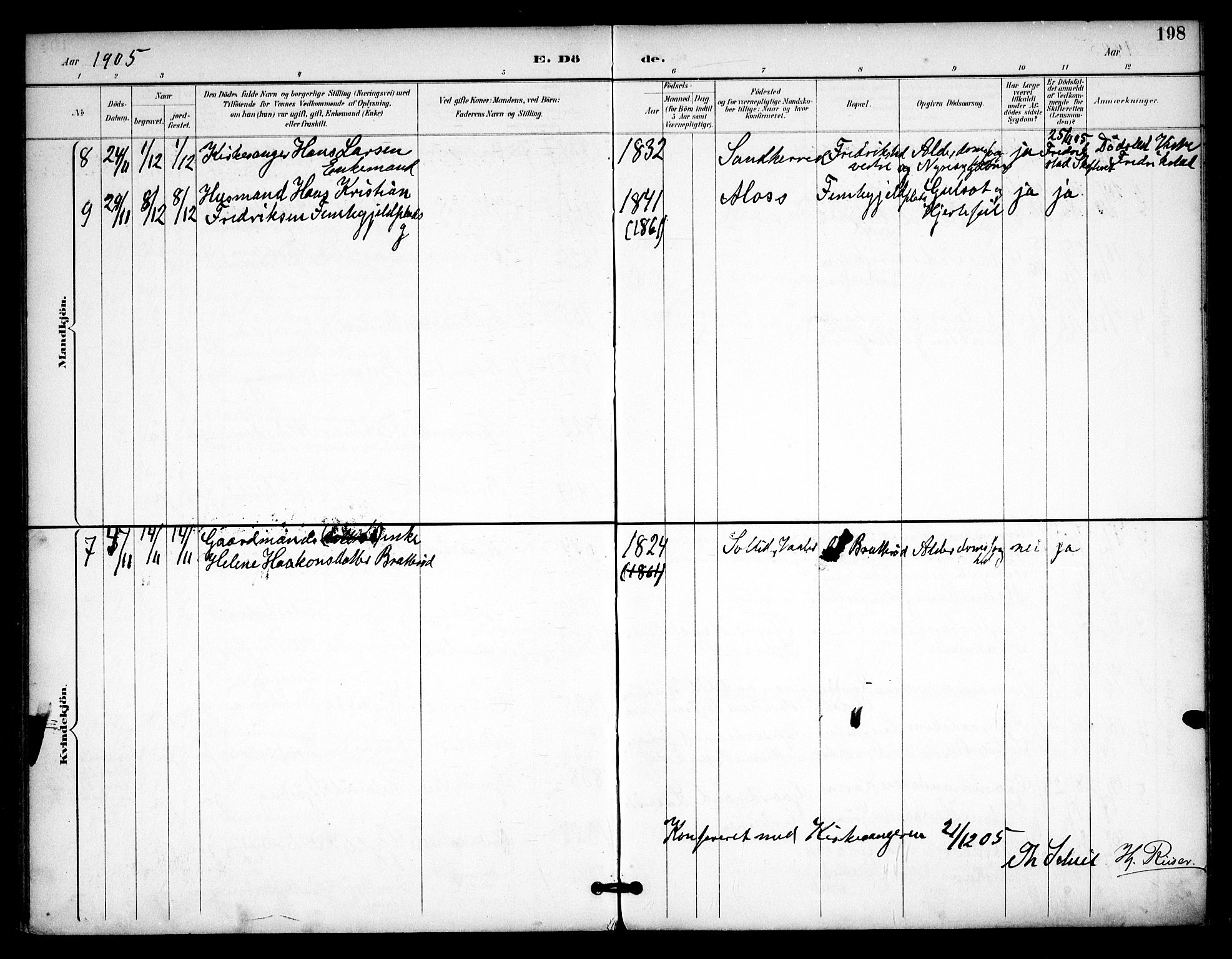 Våler prestekontor Kirkebøker, AV/SAO-A-11083/F/Fa/L0011: Parish register (official) no. I 11, 1893-1909, p. 198