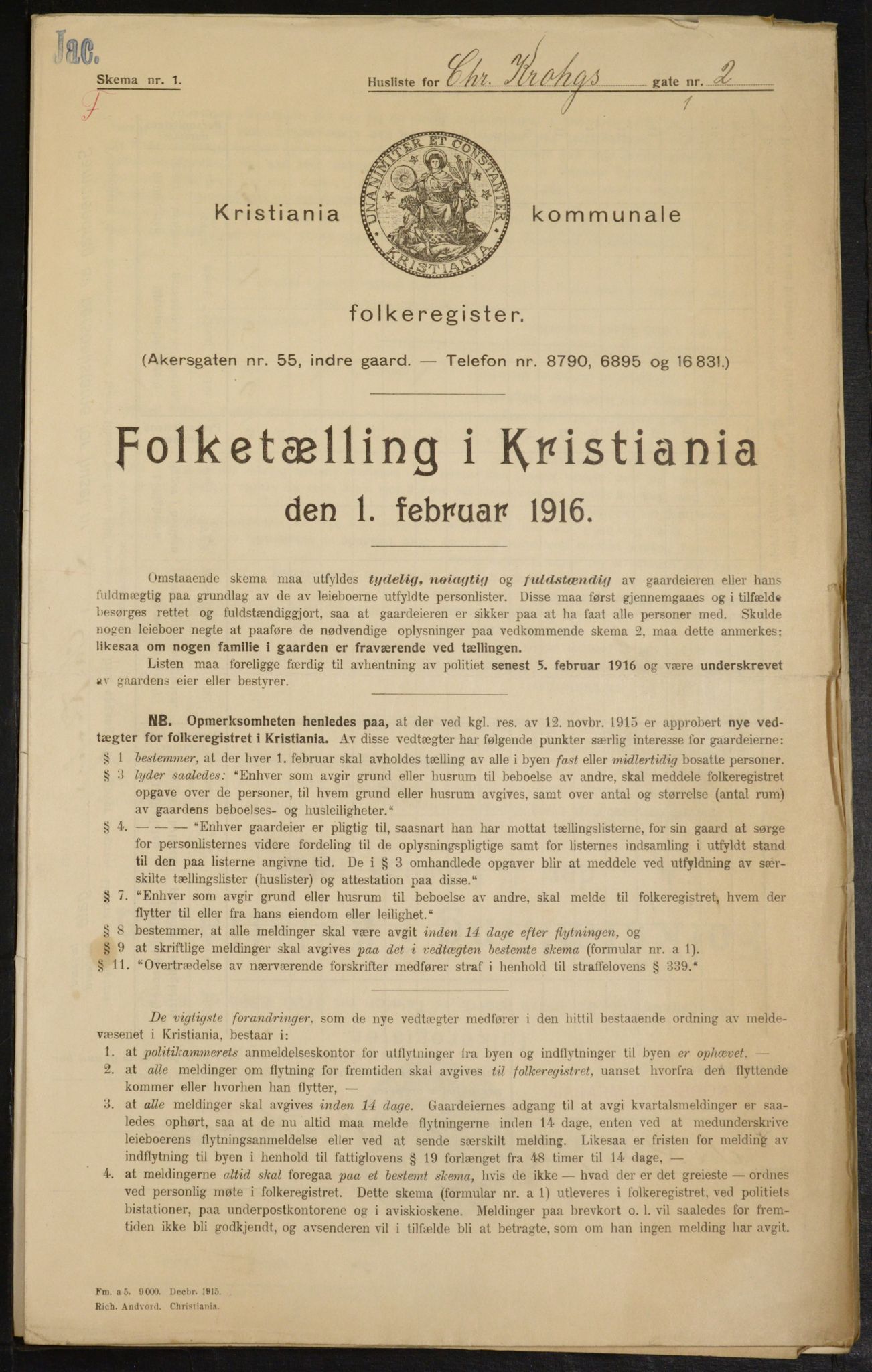 OBA, Municipal Census 1916 for Kristiania, 1916, p. 11828