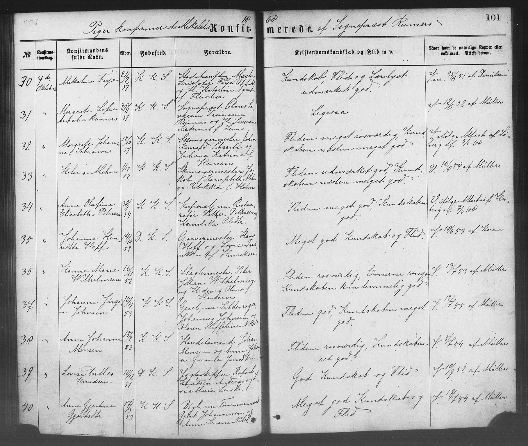 Korskirken sokneprestembete, SAB/A-76101/H/Haa/L0028: Parish register (official) no. C 4, 1868-1879, p. 101