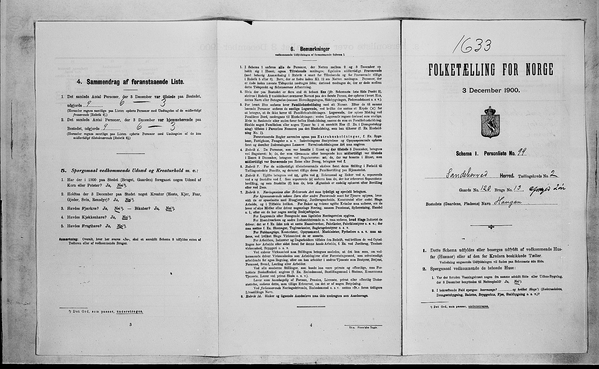 RA, 1900 census for Sandeherred, 1900, p. 726