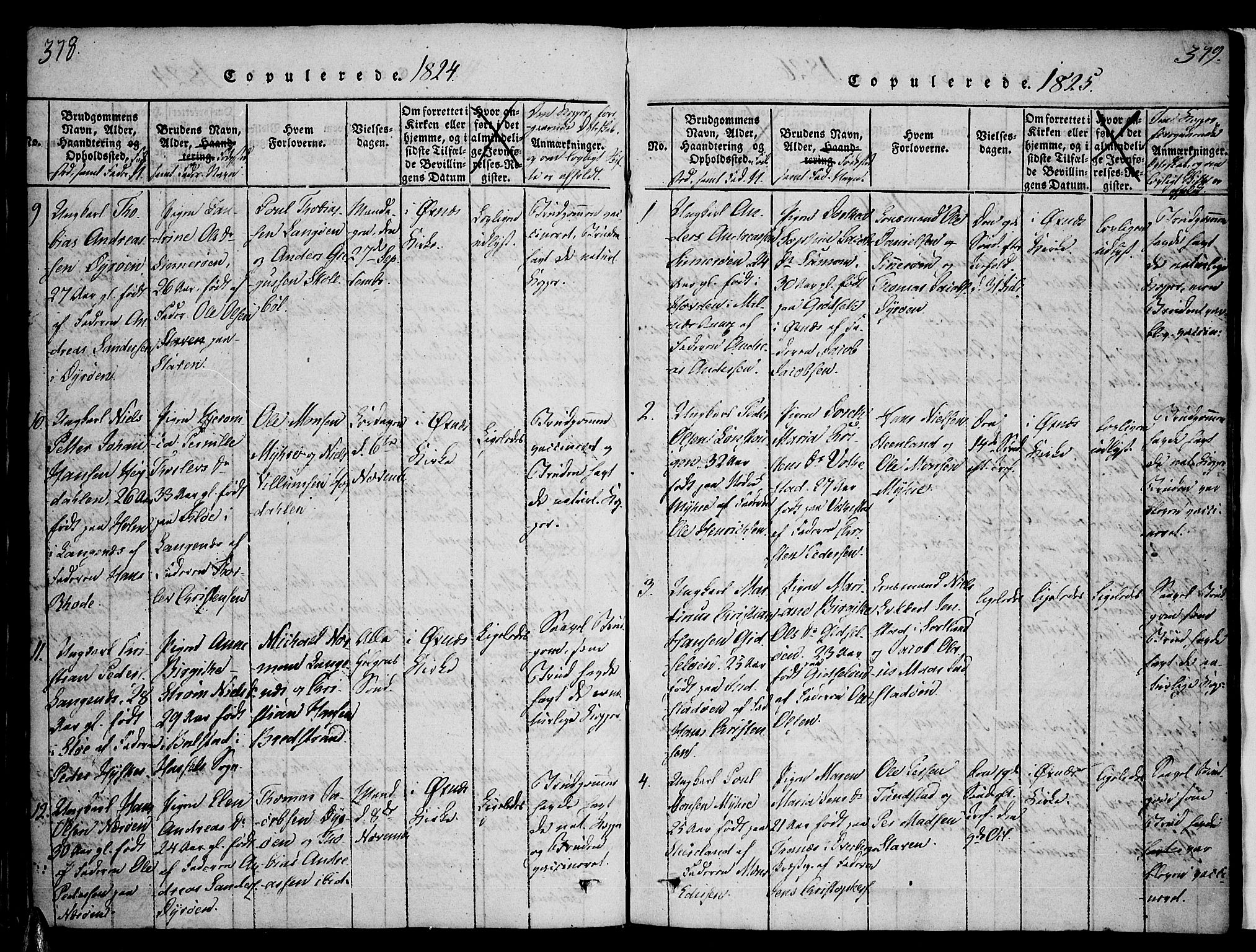 Ministerialprotokoller, klokkerbøker og fødselsregistre - Nordland, SAT/A-1459/893/L1331: Parish register (official) no. 893A04, 1820-1840, p. 378-379