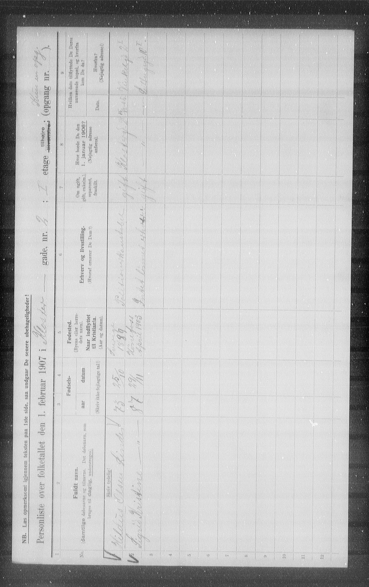 OBA, Municipal Census 1907 for Kristiania, 1907, p. 26511