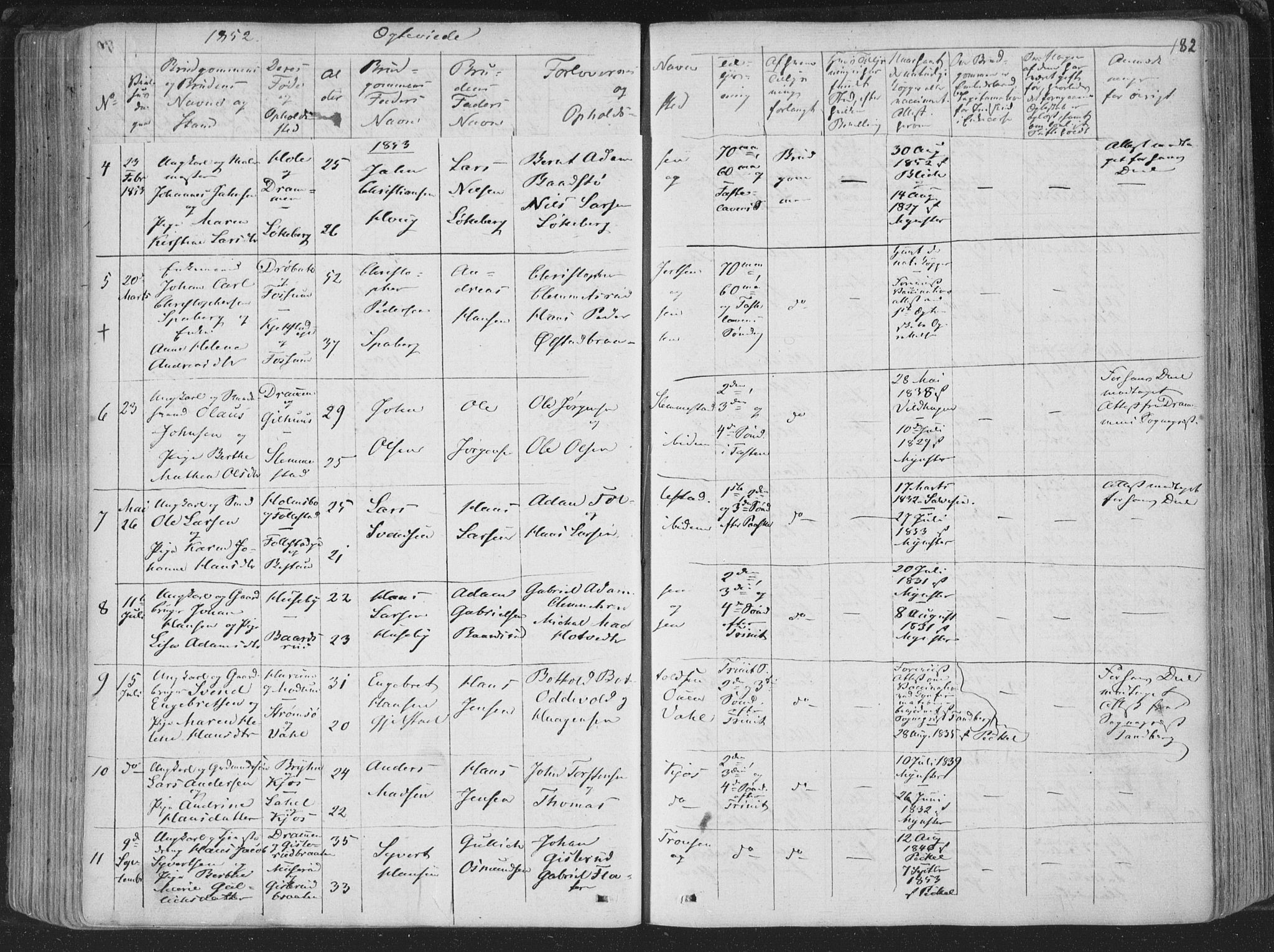 Røyken kirkebøker, AV/SAKO-A-241/F/Fa/L0005: Parish register (official) no. 5, 1833-1856, p. 182