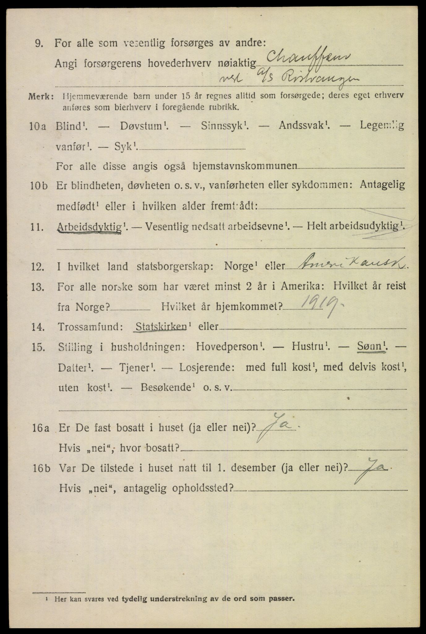 SAH, 1920 census for Tynset, 1920, p. 8357