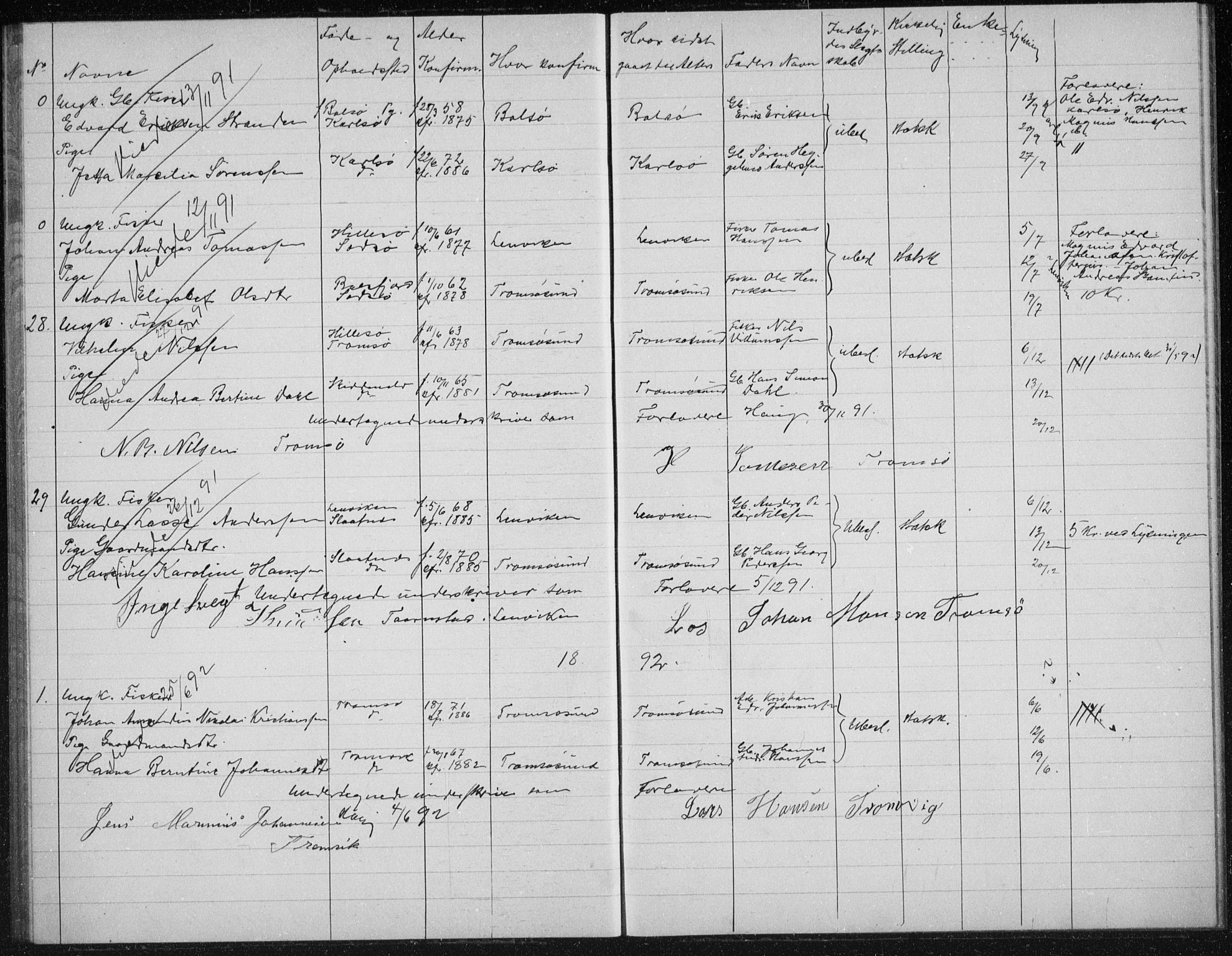 Tromsøysund sokneprestkontor, SATØ/S-1304/H/Hc/L0057: Banns register no. 57, 1887-1894