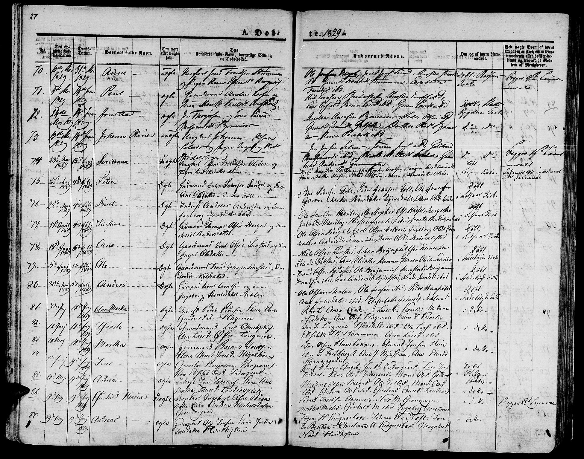 Ministerialprotokoller, klokkerbøker og fødselsregistre - Sør-Trøndelag, AV/SAT-A-1456/646/L0609: Parish register (official) no. 646A07, 1826-1838, p. 27