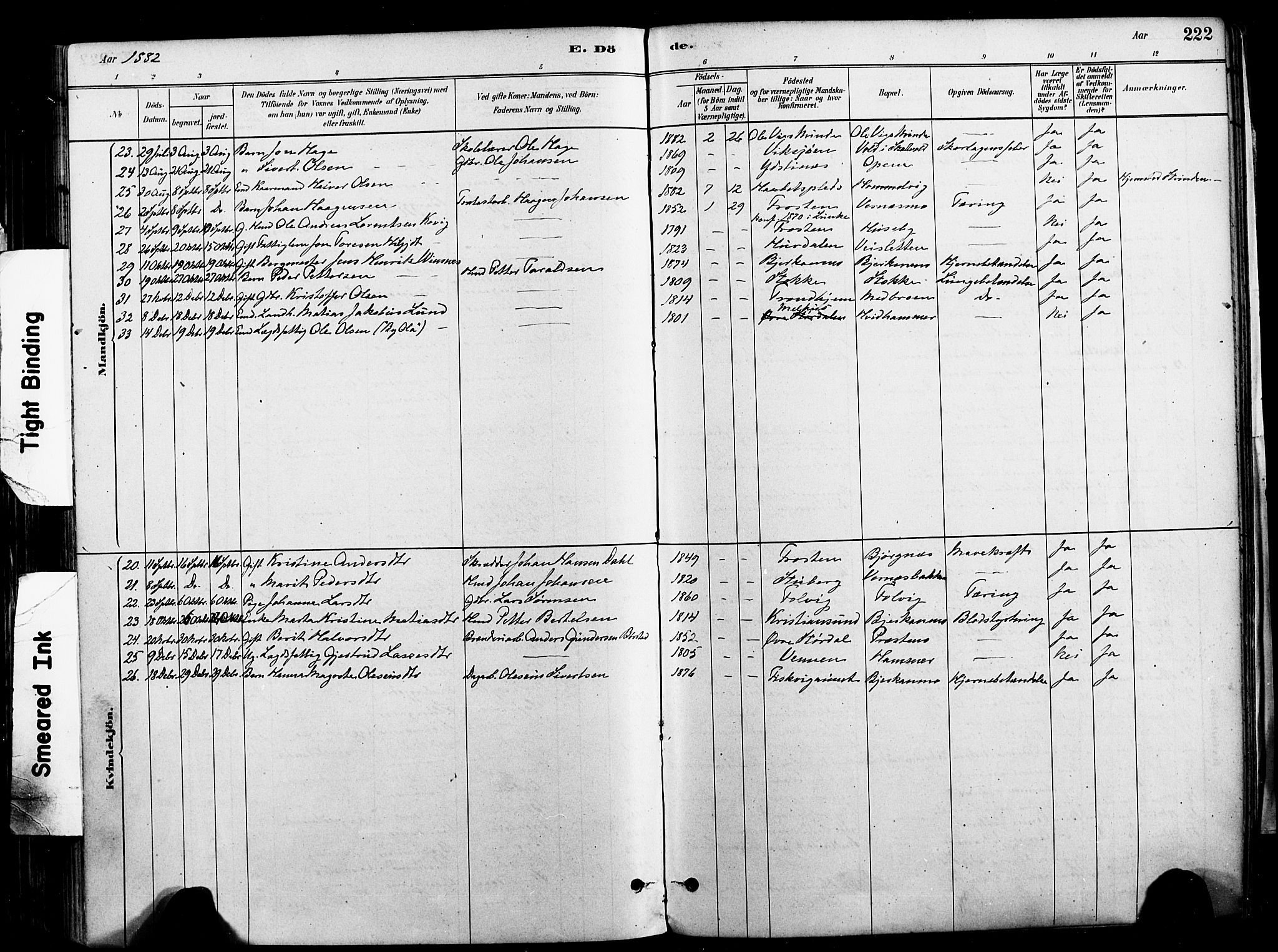 Ministerialprotokoller, klokkerbøker og fødselsregistre - Nord-Trøndelag, SAT/A-1458/709/L0077: Parish register (official) no. 709A17, 1880-1895, p. 222