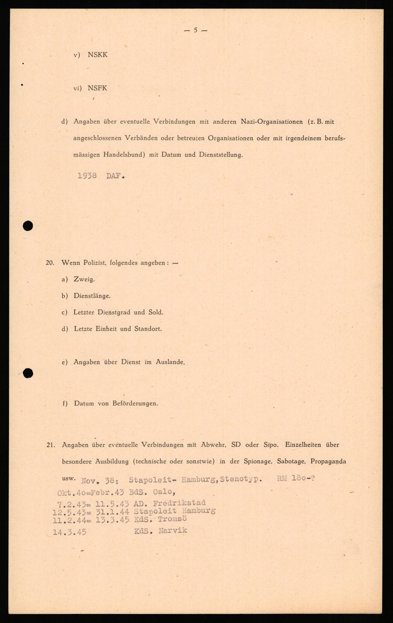 Forsvaret, Forsvarets overkommando II, AV/RA-RAFA-3915/D/Db/L0034: CI Questionaires. Tyske okkupasjonsstyrker i Norge. Tyskere., 1945-1946, p. 472