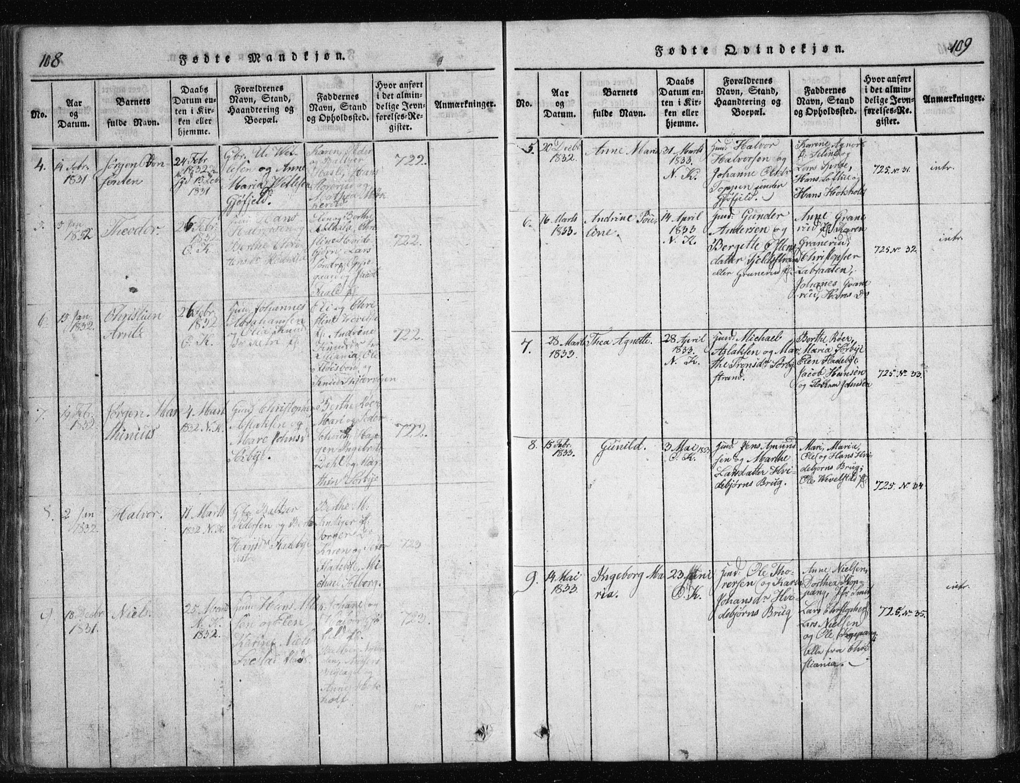 Nesodden prestekontor Kirkebøker, AV/SAO-A-10013/G/Ga/L0001: Parish register (copy) no. I 1, 1814-1847, p. 108-109