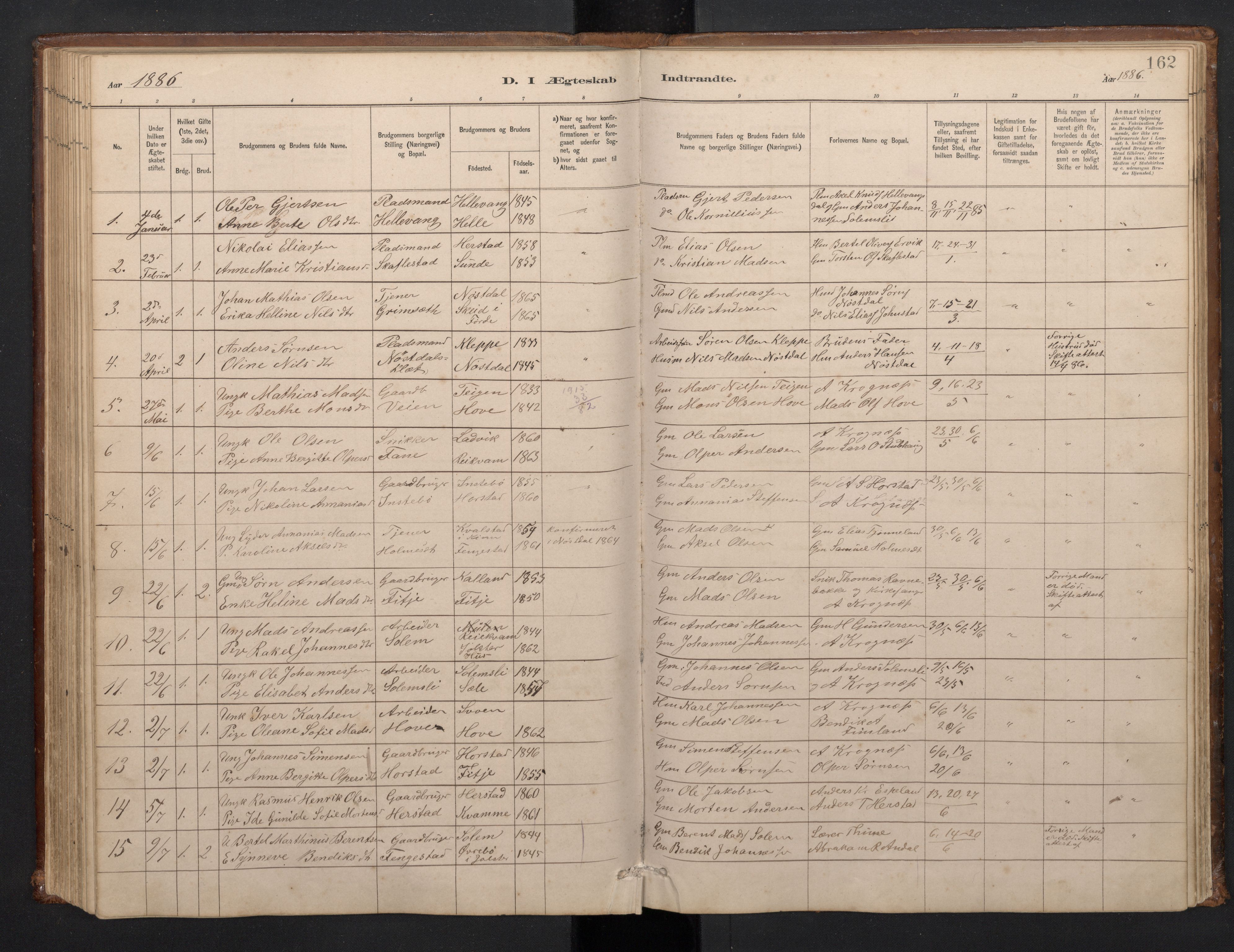 Førde sokneprestembete, AV/SAB-A-79901/H/Hab/Habd/L0003: Parish register (copy) no. D 3, 1881-1897, p. 161b-162a