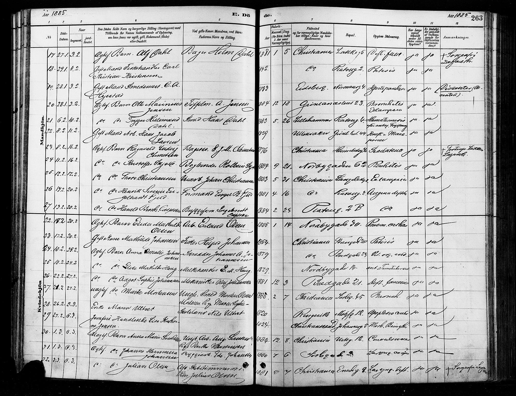 Grønland prestekontor Kirkebøker, AV/SAO-A-10848/F/Fa/L0008: Parish register (official) no. 8, 1881-1893, p. 263