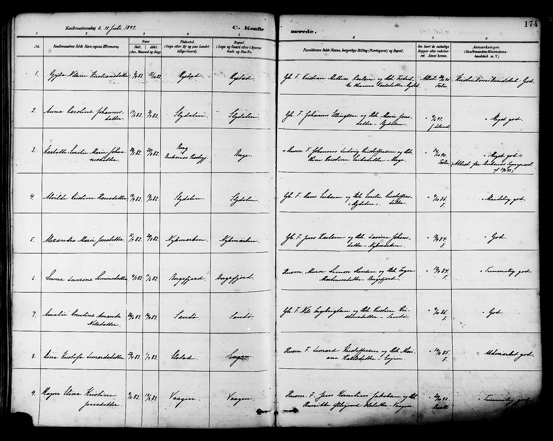 Ministerialprotokoller, klokkerbøker og fødselsregistre - Nordland, AV/SAT-A-1459/880/L1133: Parish register (official) no. 880A07, 1888-1898, p. 174