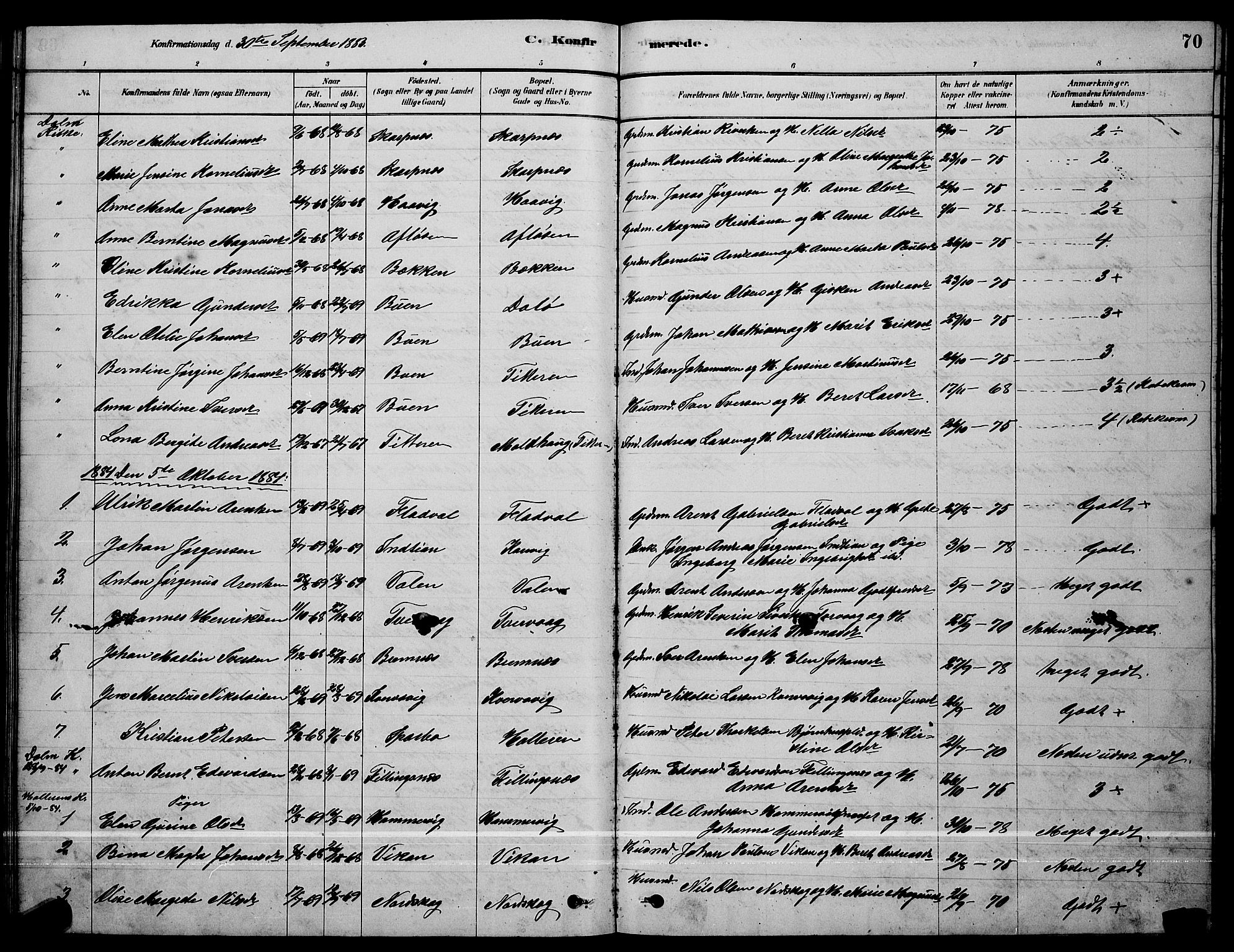 Ministerialprotokoller, klokkerbøker og fødselsregistre - Sør-Trøndelag, SAT/A-1456/641/L0597: Parish register (copy) no. 641C01, 1878-1893, p. 70