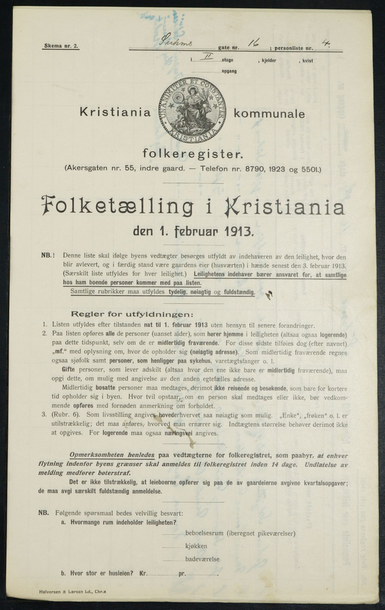 OBA, Municipal Census 1913 for Kristiania, 1913, p. 104752