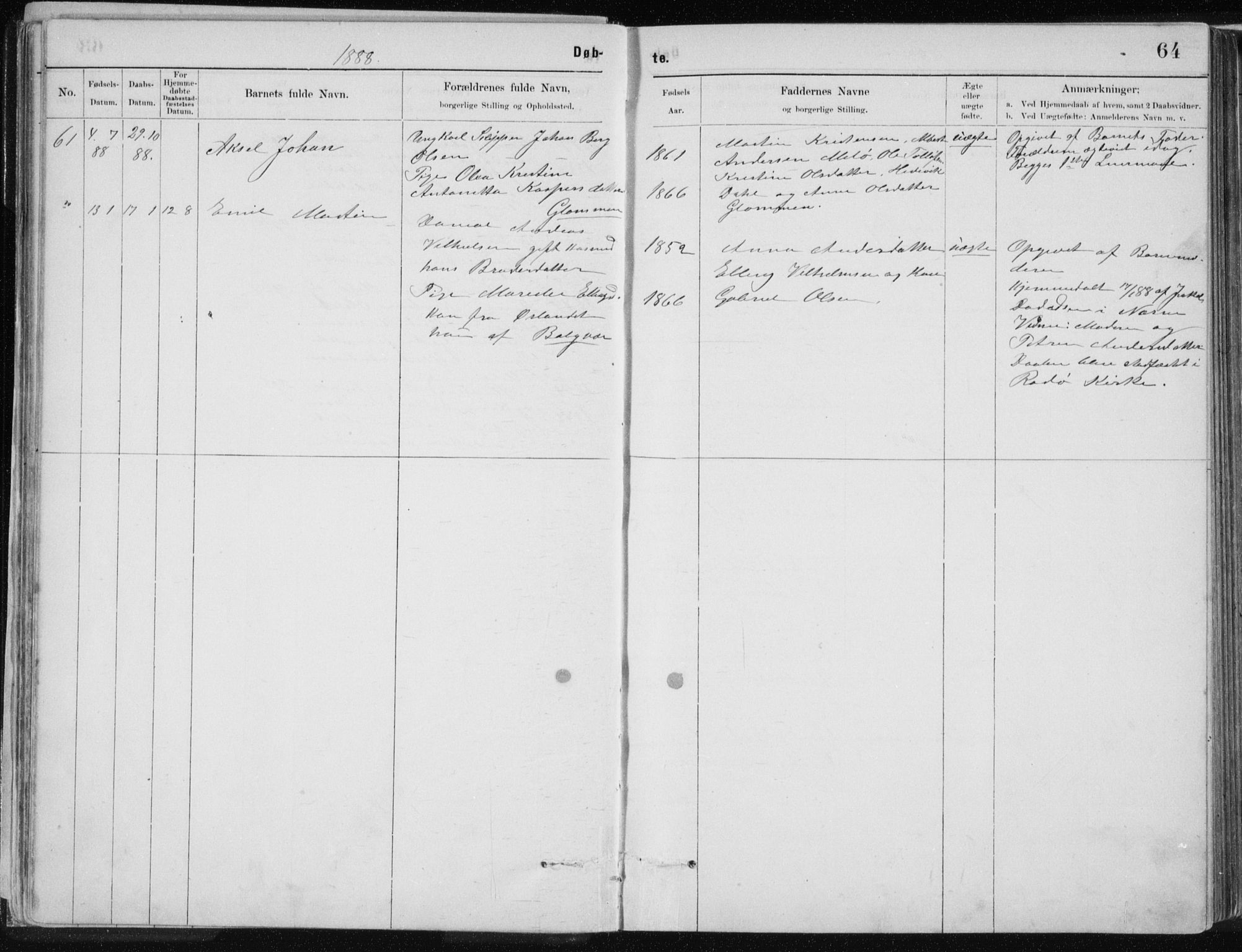 Ministerialprotokoller, klokkerbøker og fødselsregistre - Nordland, SAT/A-1459/843/L0636: Parish register (copy) no. 843C05, 1884-1909, p. 64