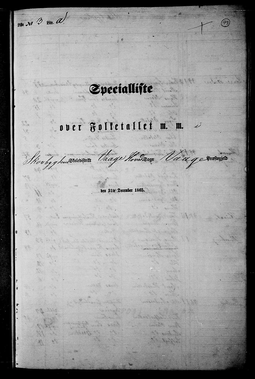 RA, 1865 census for Vågå, 1865, p. 89