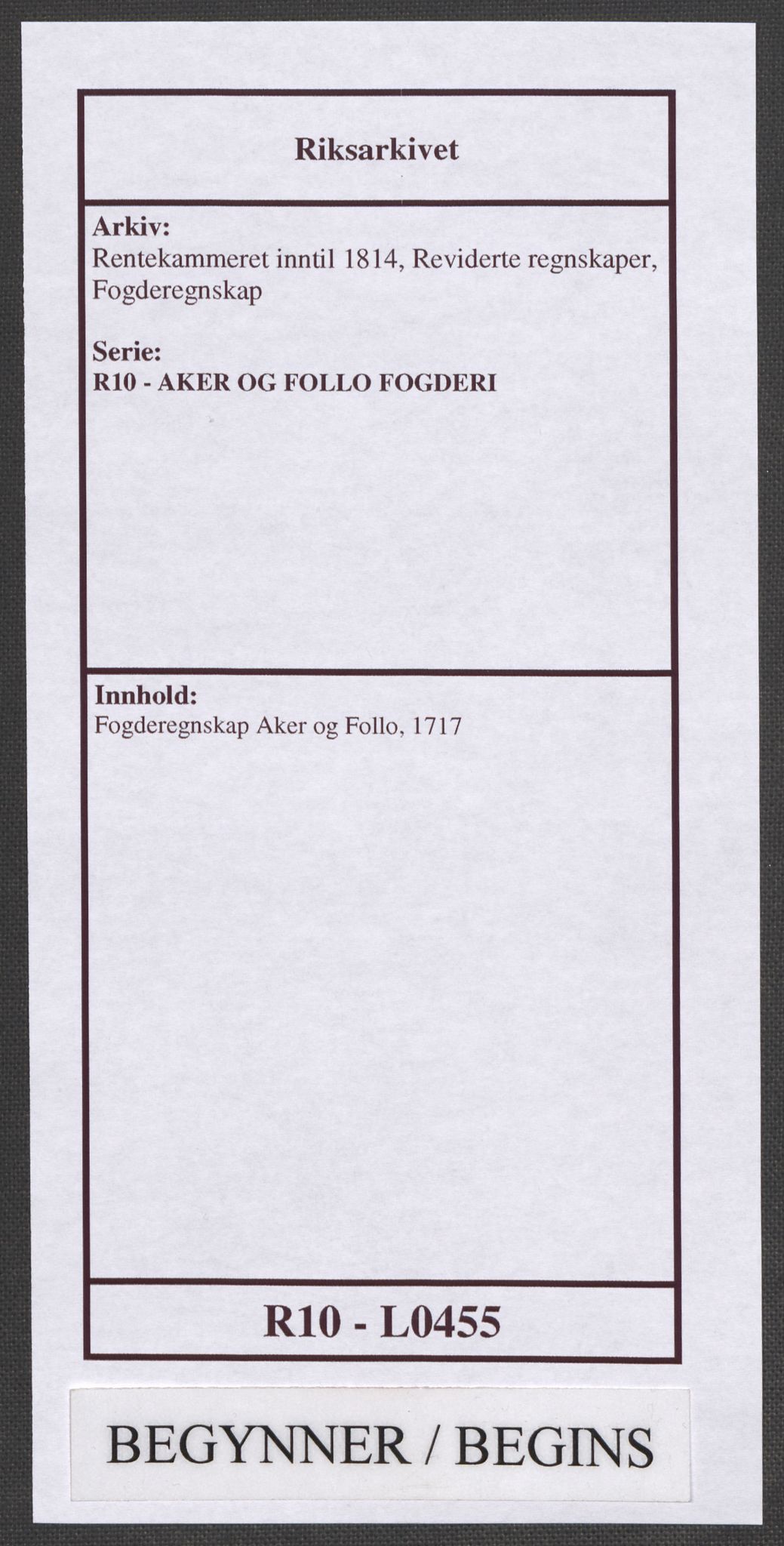 Rentekammeret inntil 1814, Reviderte regnskaper, Fogderegnskap, RA/EA-4092/R10/L0455: Fogderegnskap Aker og Follo, 1717, p. 1
