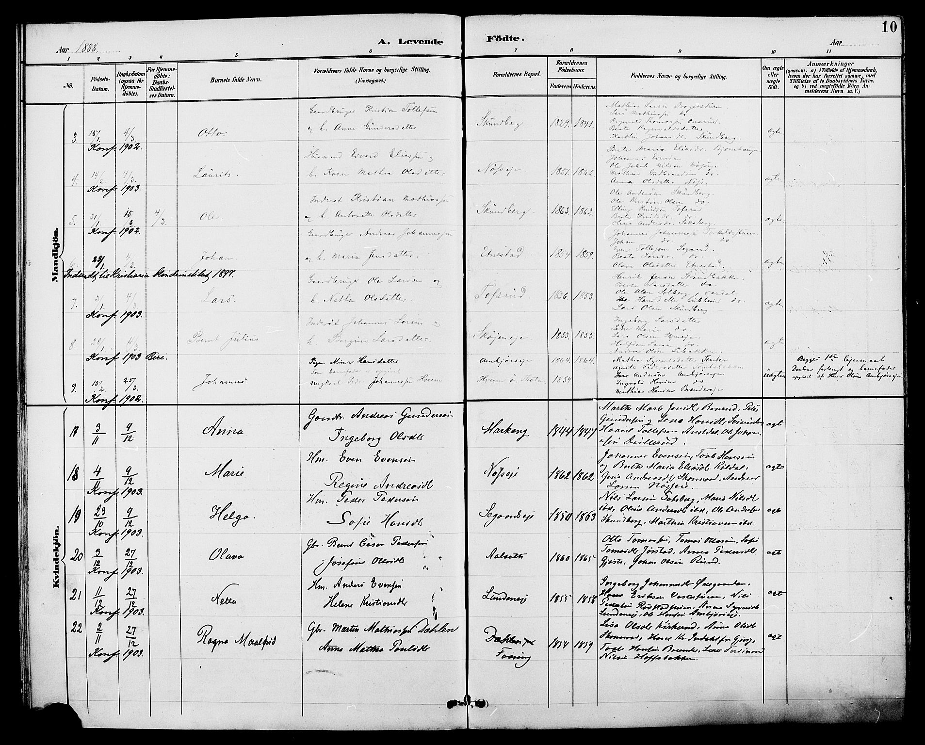 Biri prestekontor, AV/SAH-PREST-096/H/Ha/Haa/L0007: Parish register (official) no. 7, 1887-1893, p. 10