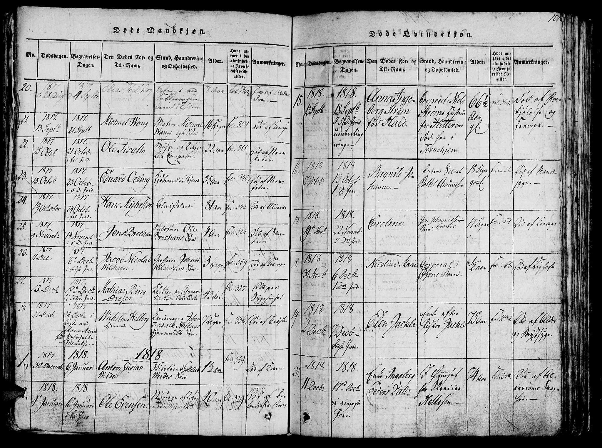 Ministerialprotokoller, klokkerbøker og fødselsregistre - Sør-Trøndelag, SAT/A-1456/602/L0135: Parish register (copy) no. 602C03, 1815-1832, p. 101