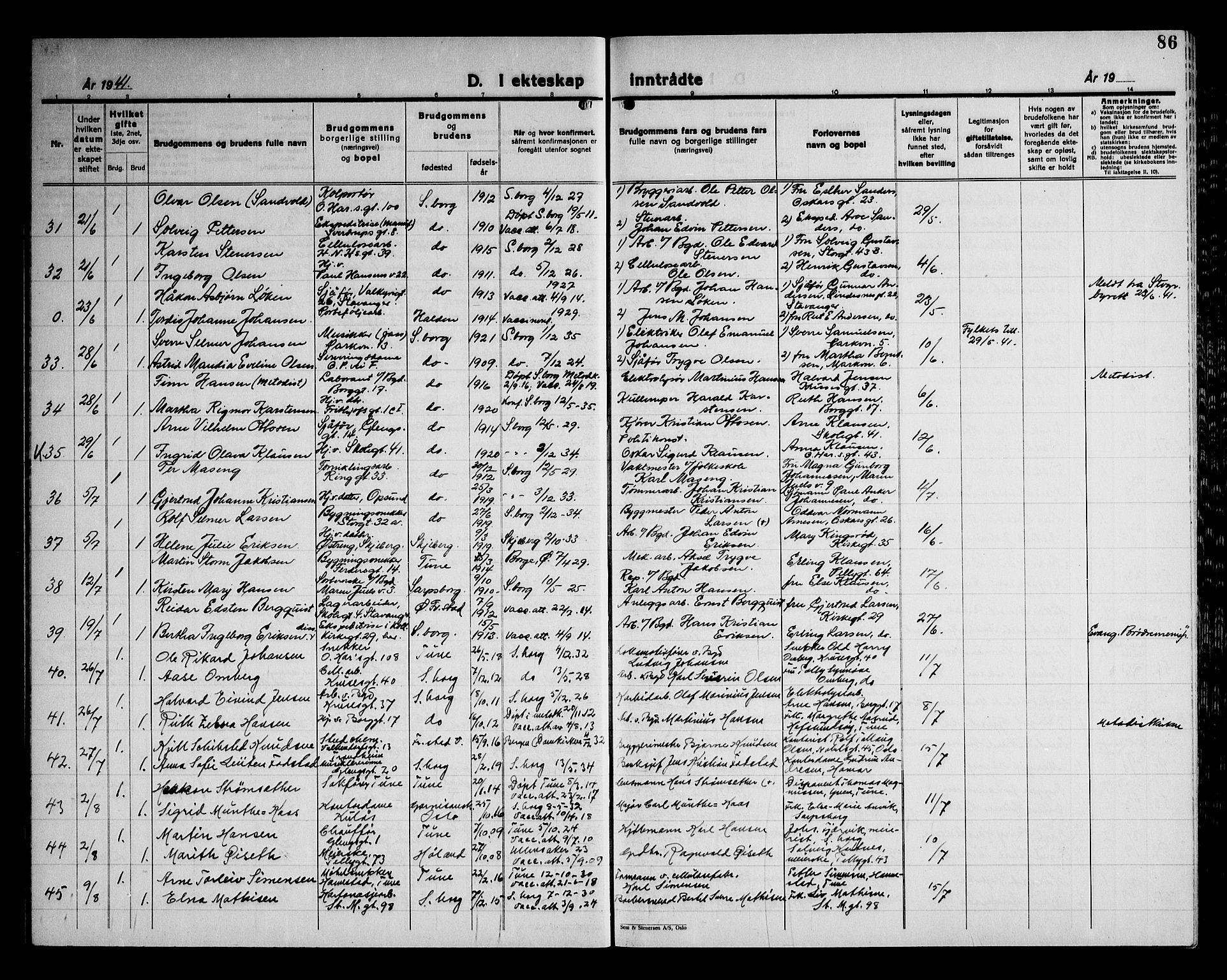 Sarpsborg prestekontor Kirkebøker, AV/SAO-A-2006/G/Ga/L0004: Parish register (copy) no. 4, 1929-1949, p. 86