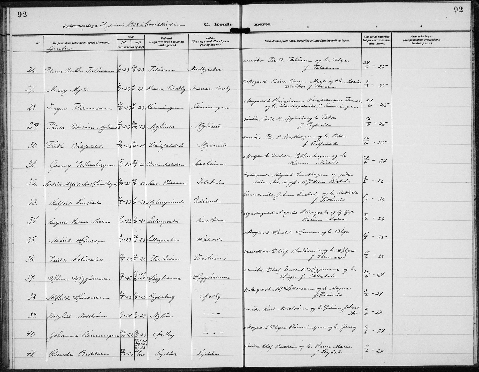 Trysil prestekontor, AV/SAH-PREST-046/H/Ha/Hab/L0010: Parish register (copy) no. 10, 1917-1937, p. 92