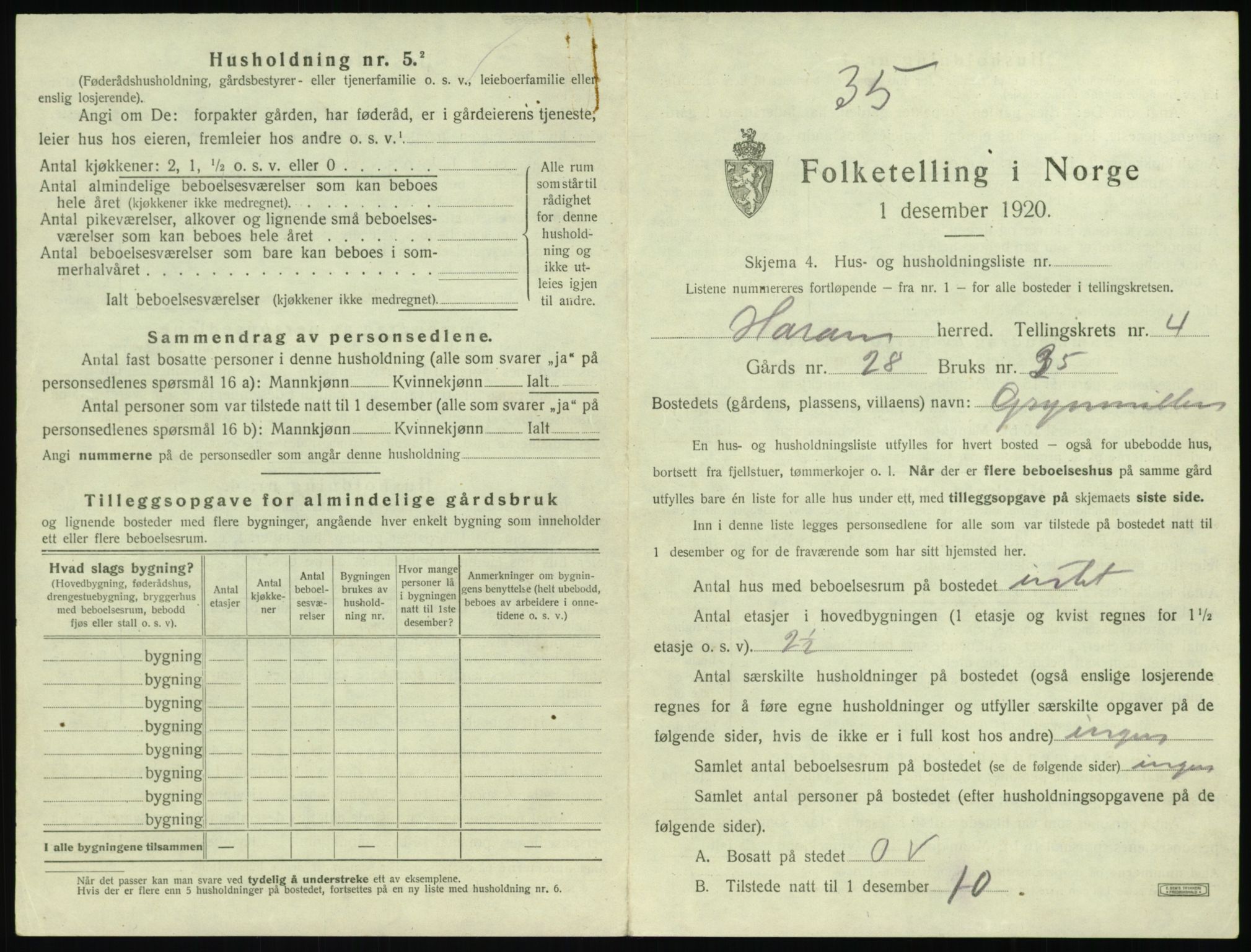 SAT, 1920 census for Haram, 1920, p. 289