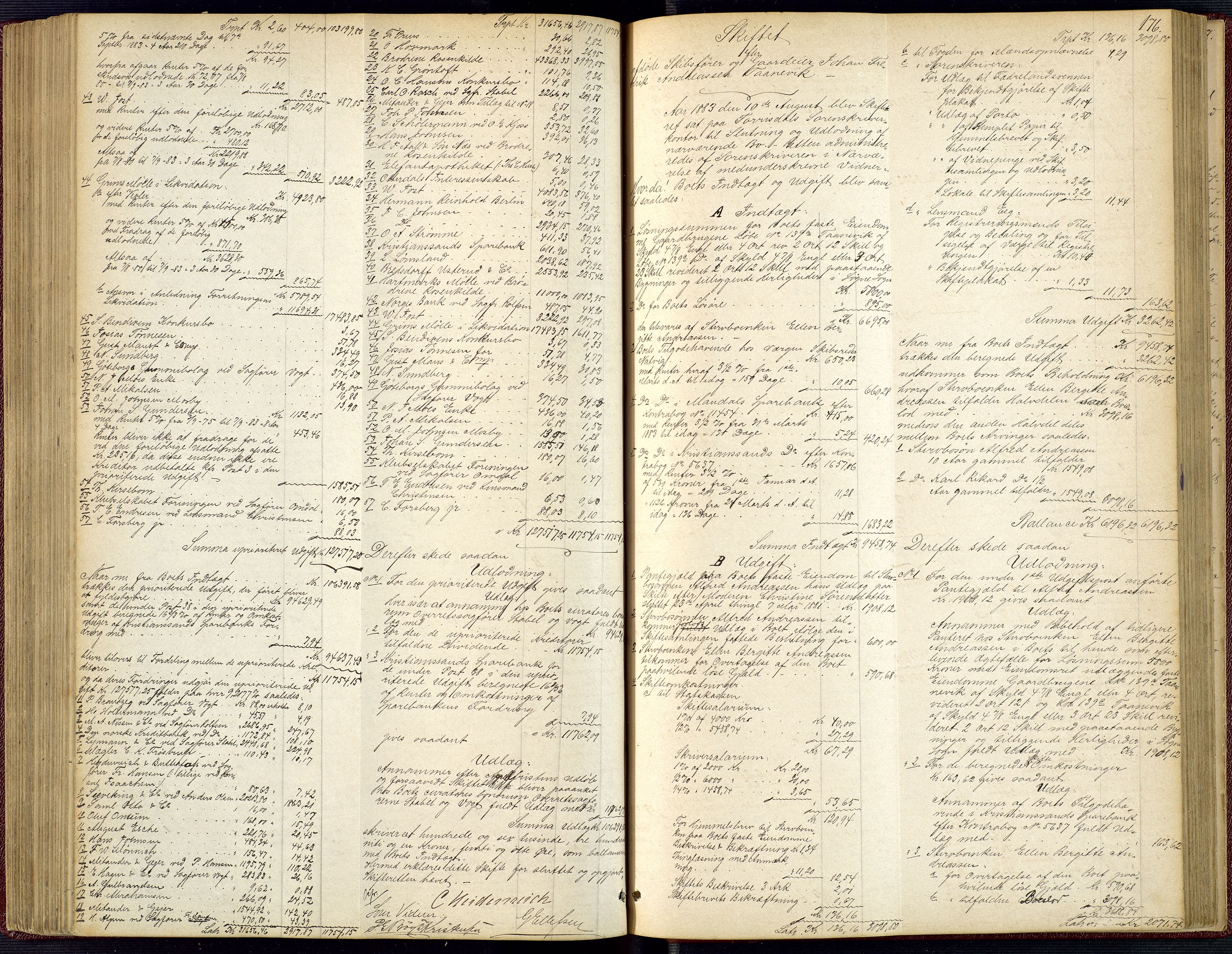 Torridal sorenskriveri, SAK/1221-0012/H/Hc/L0034: Skifteutlodningsprotokoll med navneregister nr. 3, 1877-1888, p. 176