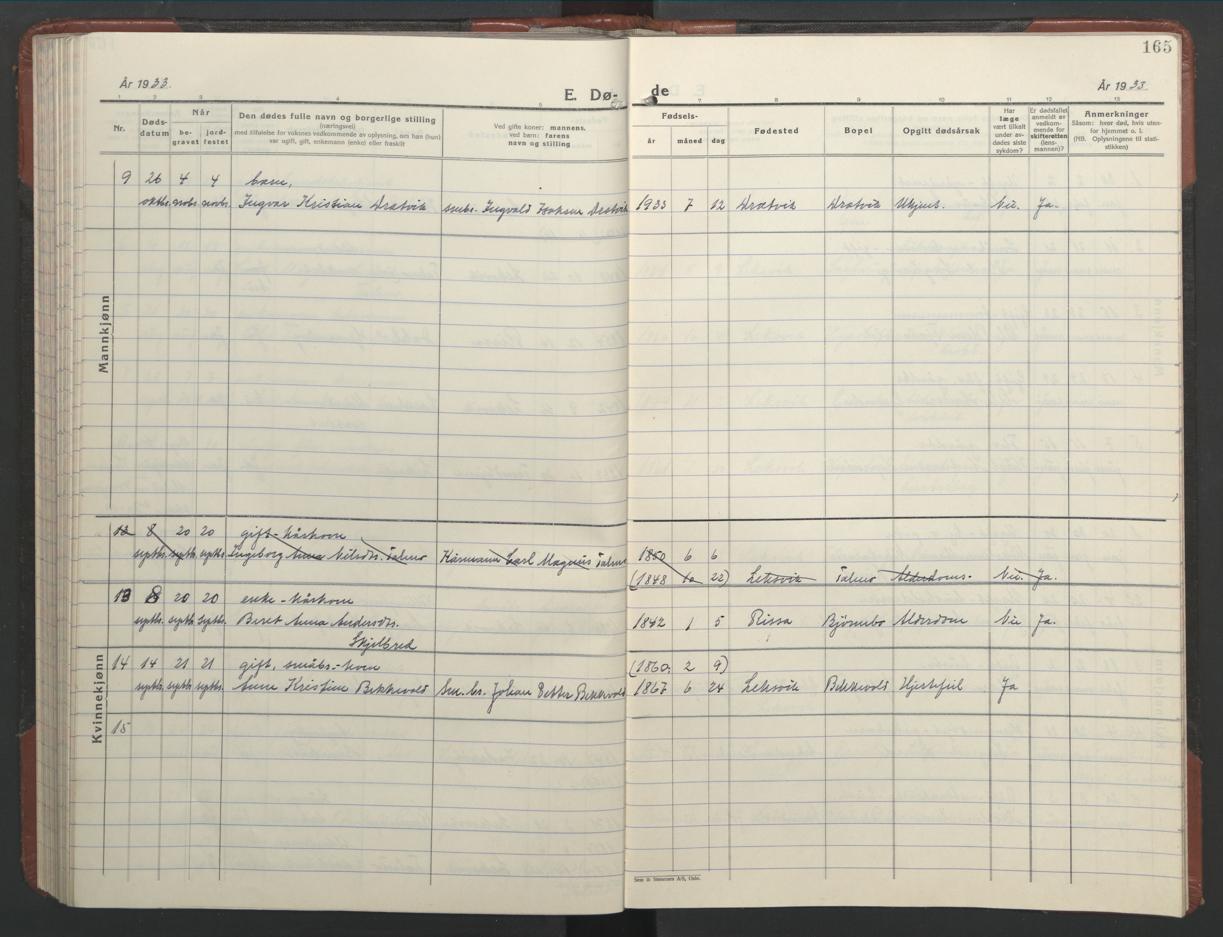 Ministerialprotokoller, klokkerbøker og fødselsregistre - Nord-Trøndelag, AV/SAT-A-1458/701/L0019: Parish register (copy) no. 701C03, 1930-1953, p. 165