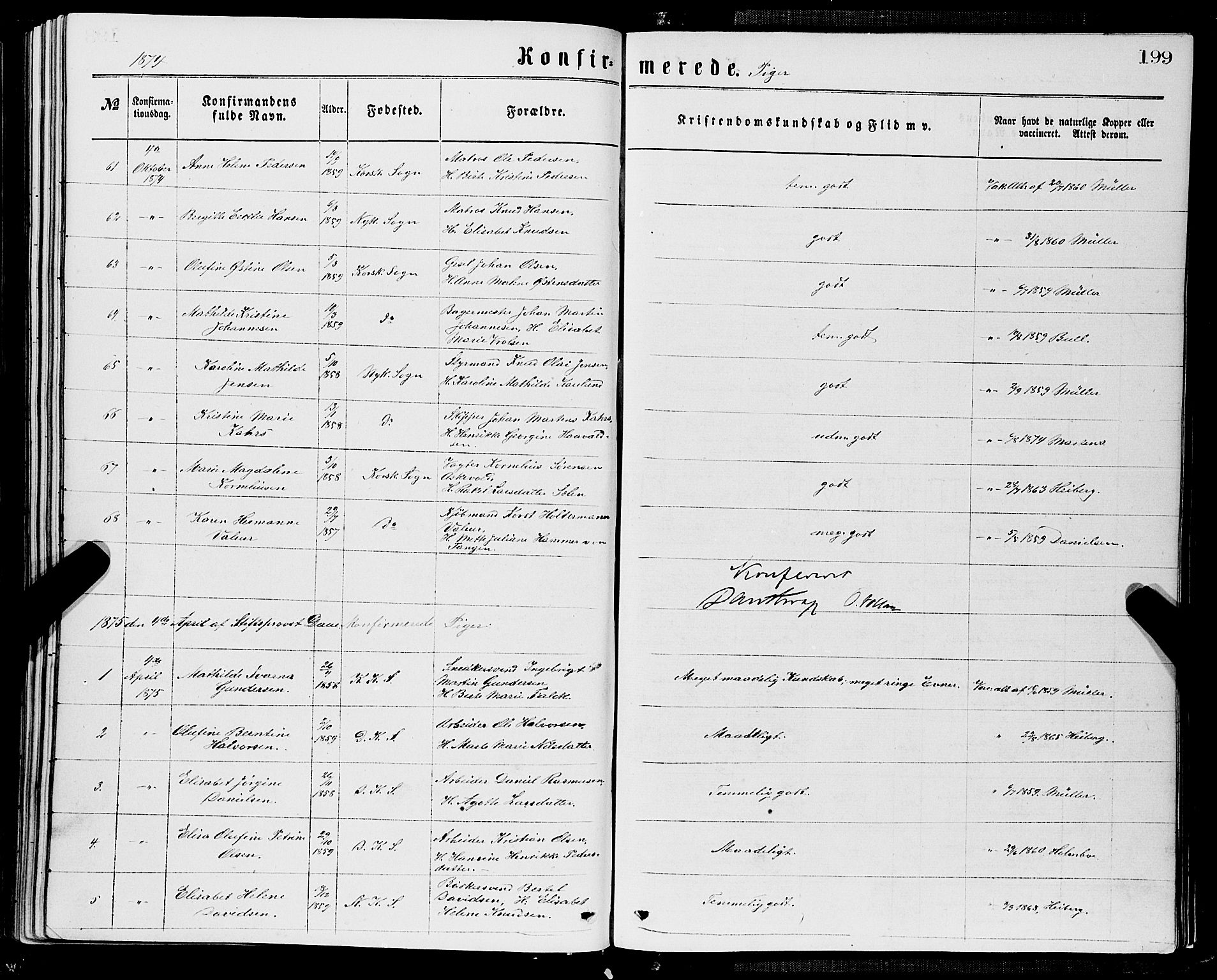 Domkirken sokneprestembete, AV/SAB-A-74801/H/Haa/L0029: Parish register (official) no. C 4, 1864-1879, p. 199