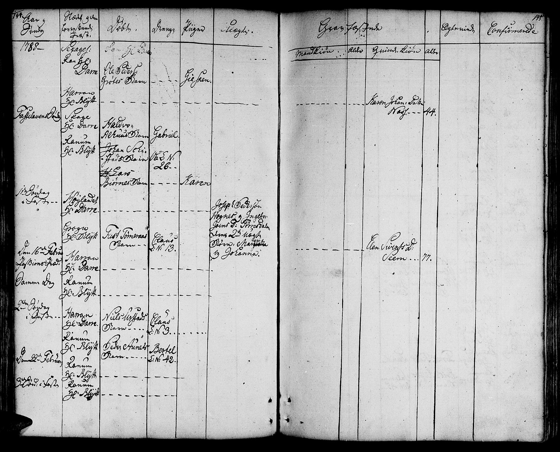 Ministerialprotokoller, klokkerbøker og fødselsregistre - Nord-Trøndelag, AV/SAT-A-1458/764/L0544: Parish register (official) no. 764A04, 1780-1798, p. 144-145