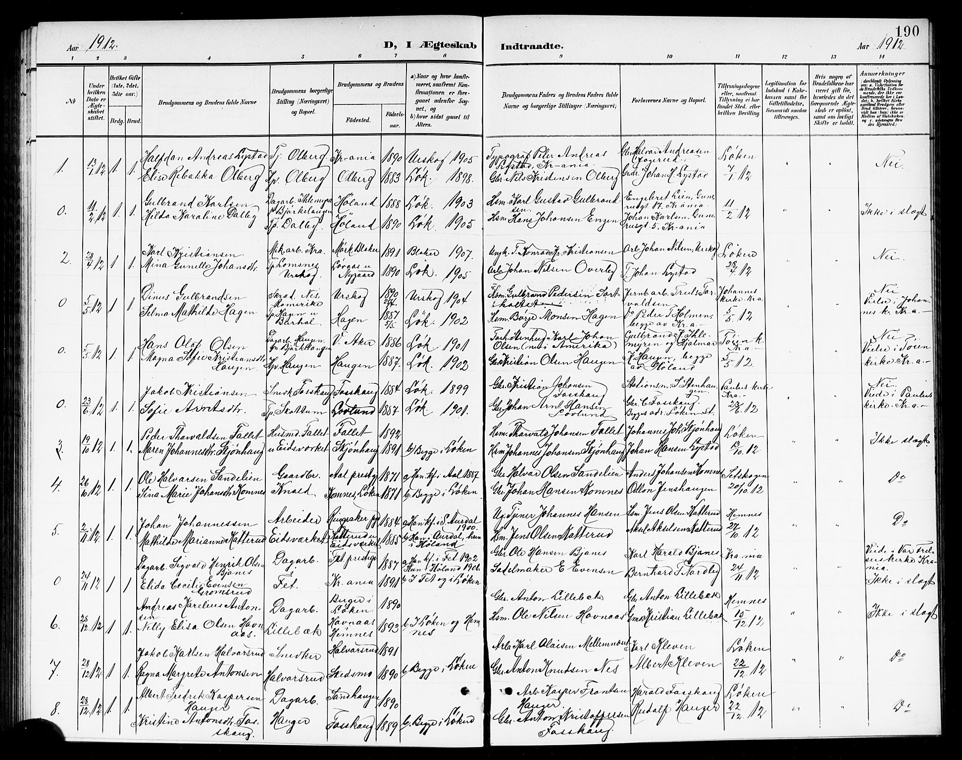 Høland prestekontor Kirkebøker, AV/SAO-A-10346a/G/Ga/L0007: Parish register (copy) no. I 7, 1902-1914, p. 190