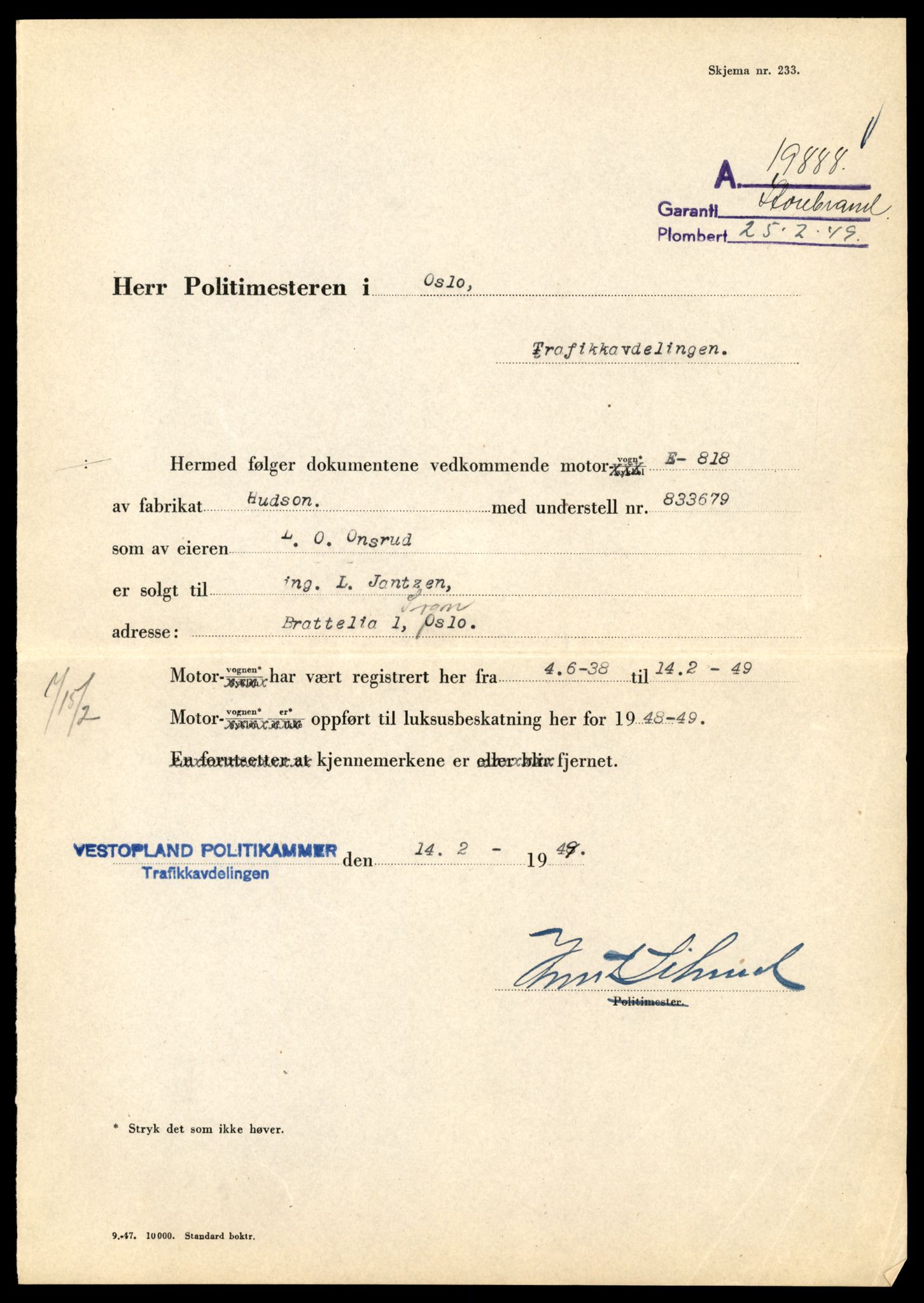 Møre og Romsdal vegkontor - Ålesund trafikkstasjon, SAT/A-4099/F/Fe/L0007: Registreringskort for kjøretøy T 651 - T 746, 1927-1998, p. 693