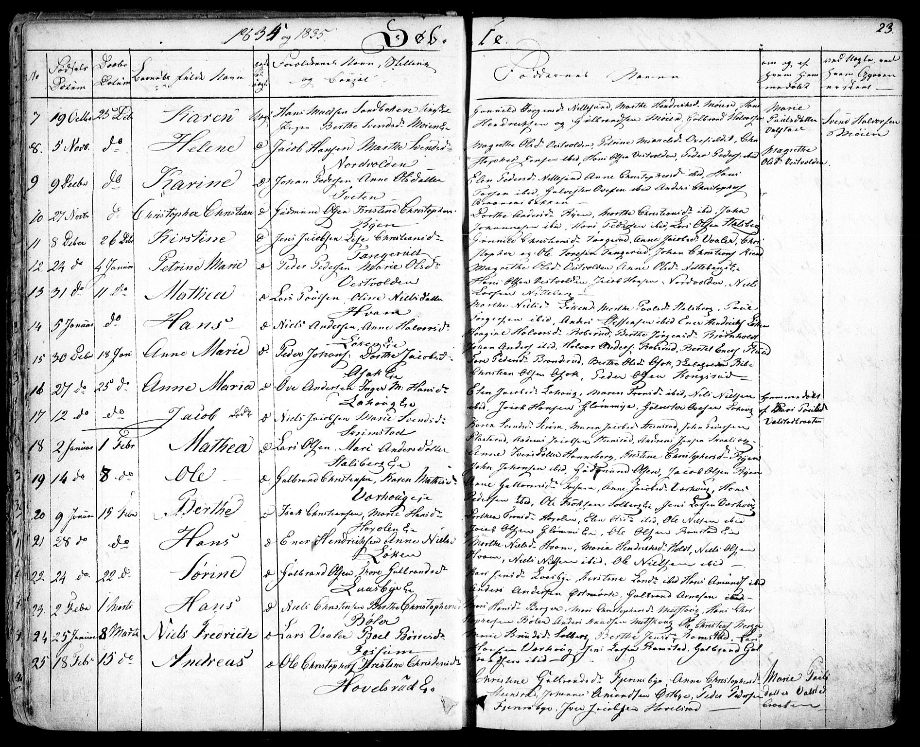 Skedsmo prestekontor Kirkebøker, AV/SAO-A-10033a/F/Fa/L0009: Parish register (official) no. I 9, 1830-1853, p. 23