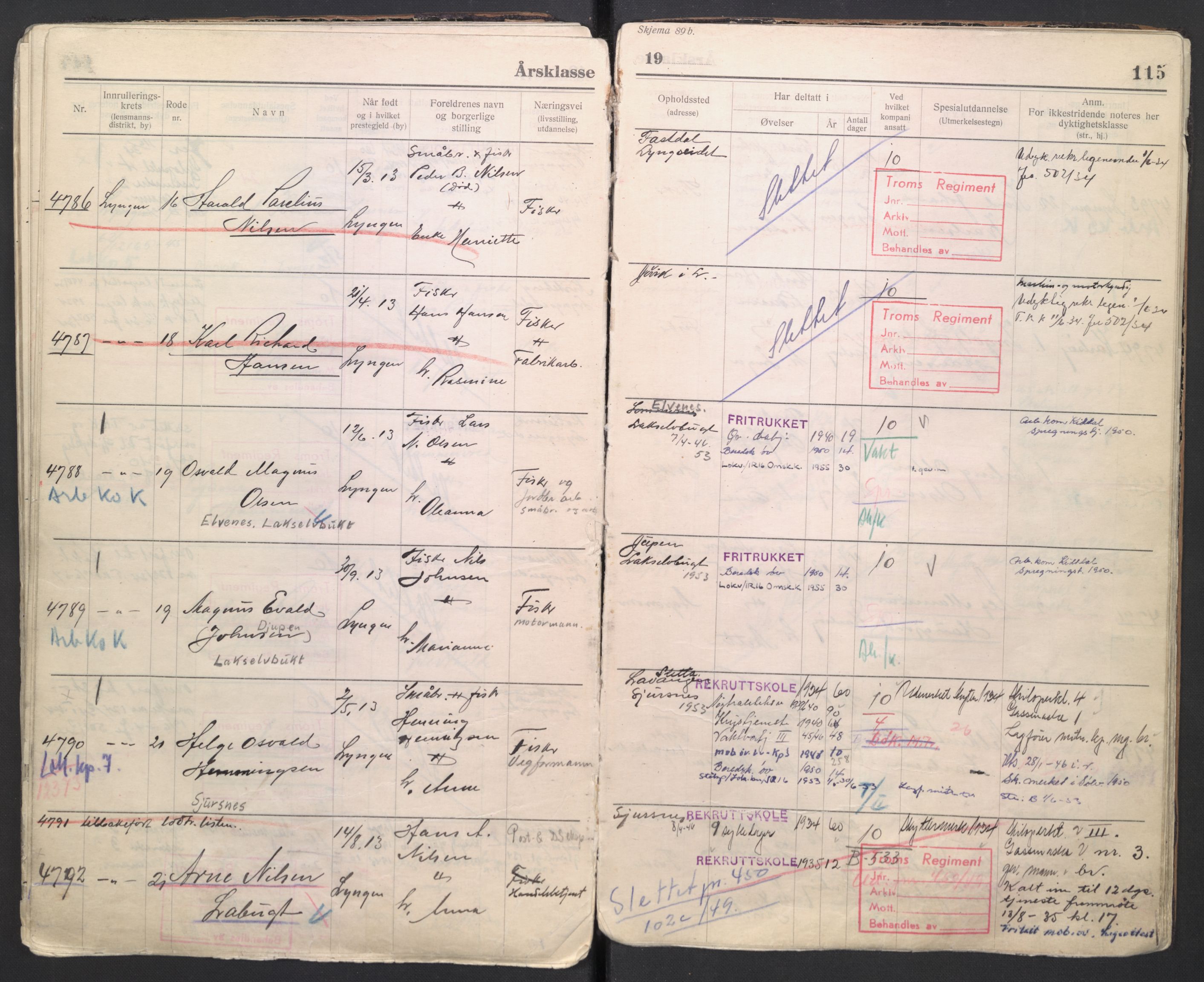 Forsvaret, Troms infanteriregiment nr. 16, AV/RA-RAFA-3146/P/Pa/L0006/0007: Ruller / Rulle for regimentets menige mannskaper, årsklasse 1934, 1934, p. 115