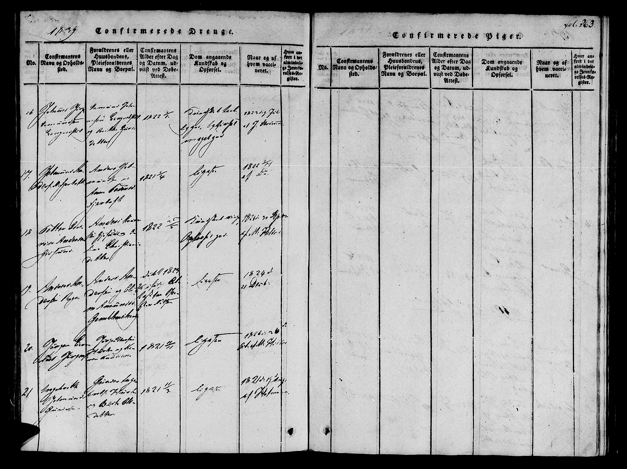 Ministerialprotokoller, klokkerbøker og fødselsregistre - Møre og Romsdal, SAT/A-1454/536/L0495: Parish register (official) no. 536A04, 1818-1847, p. 263