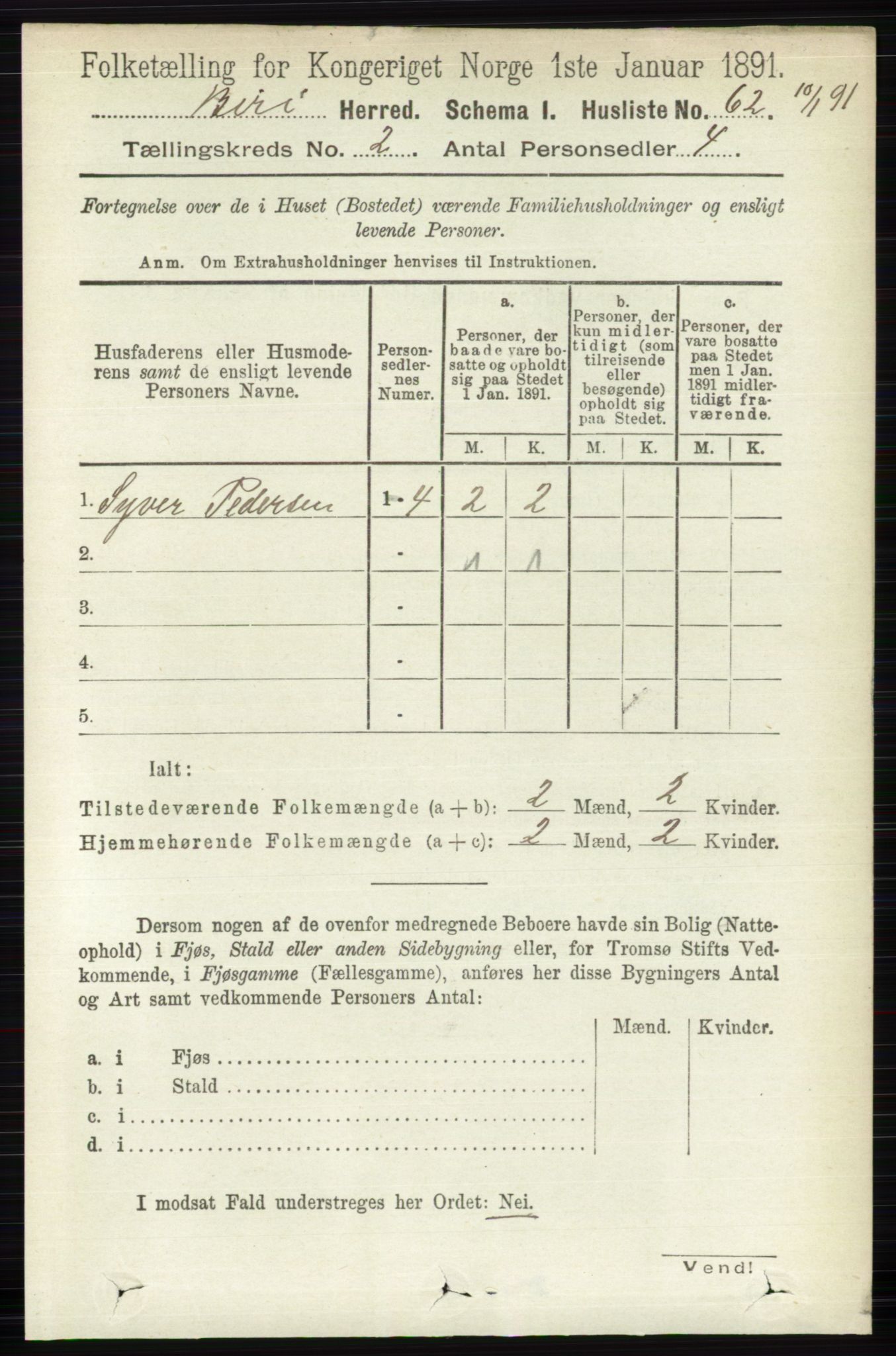 RA, 1891 census for 0525 Biri, 1891, p. 521